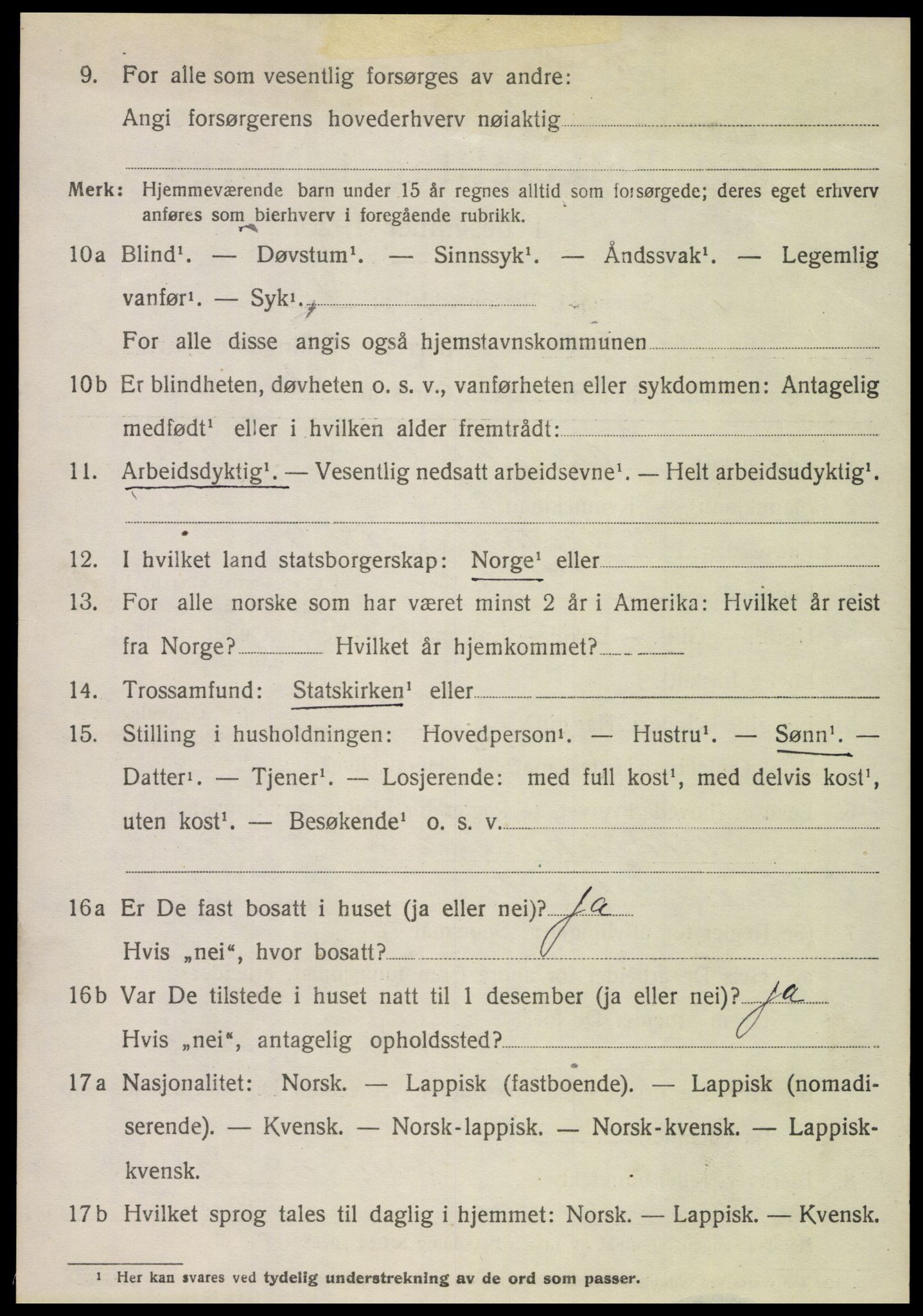 SAT, 1920 census for Steigen, 1920, p. 4413