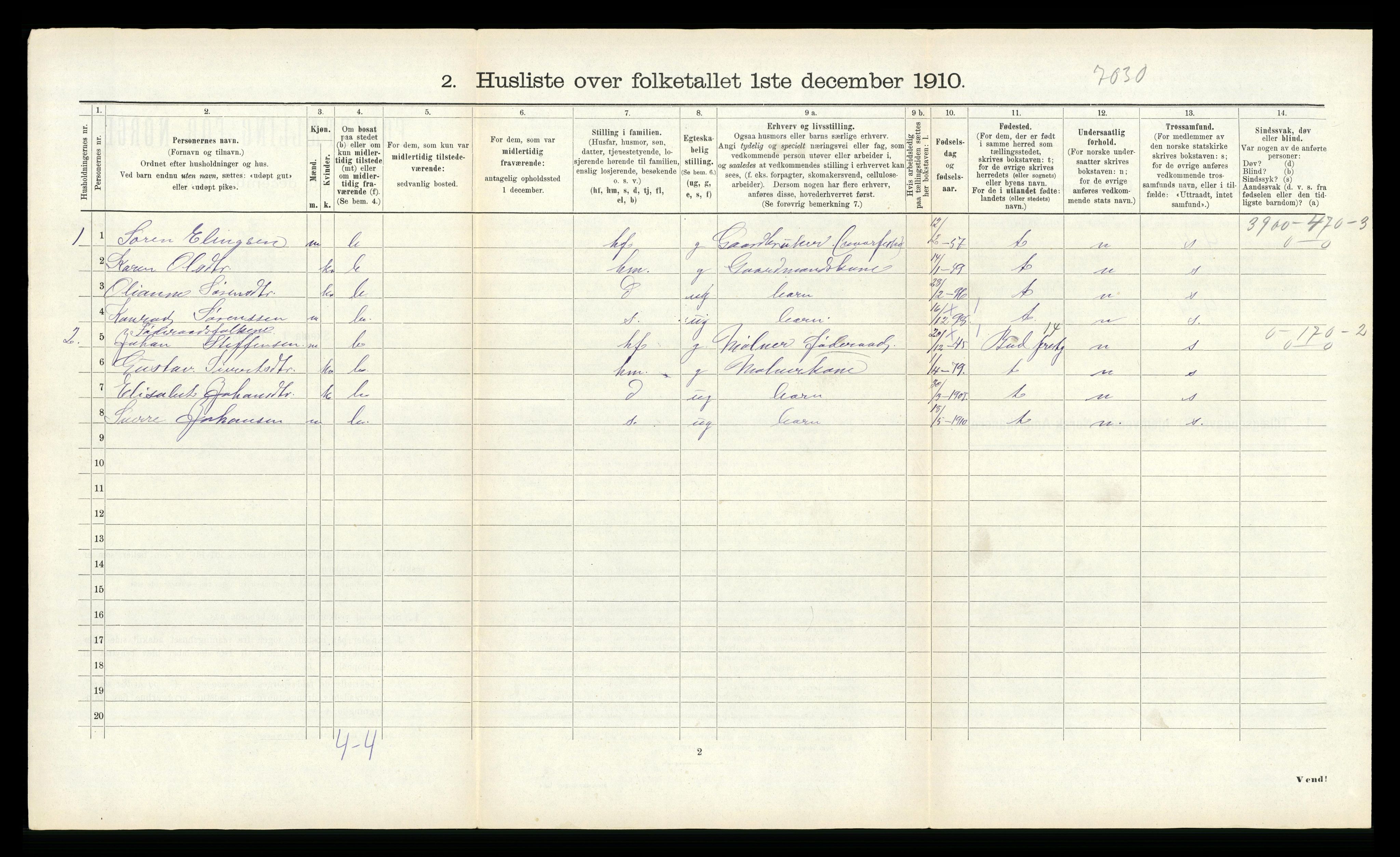 RA, 1910 census for Fræna, 1910, p. 585