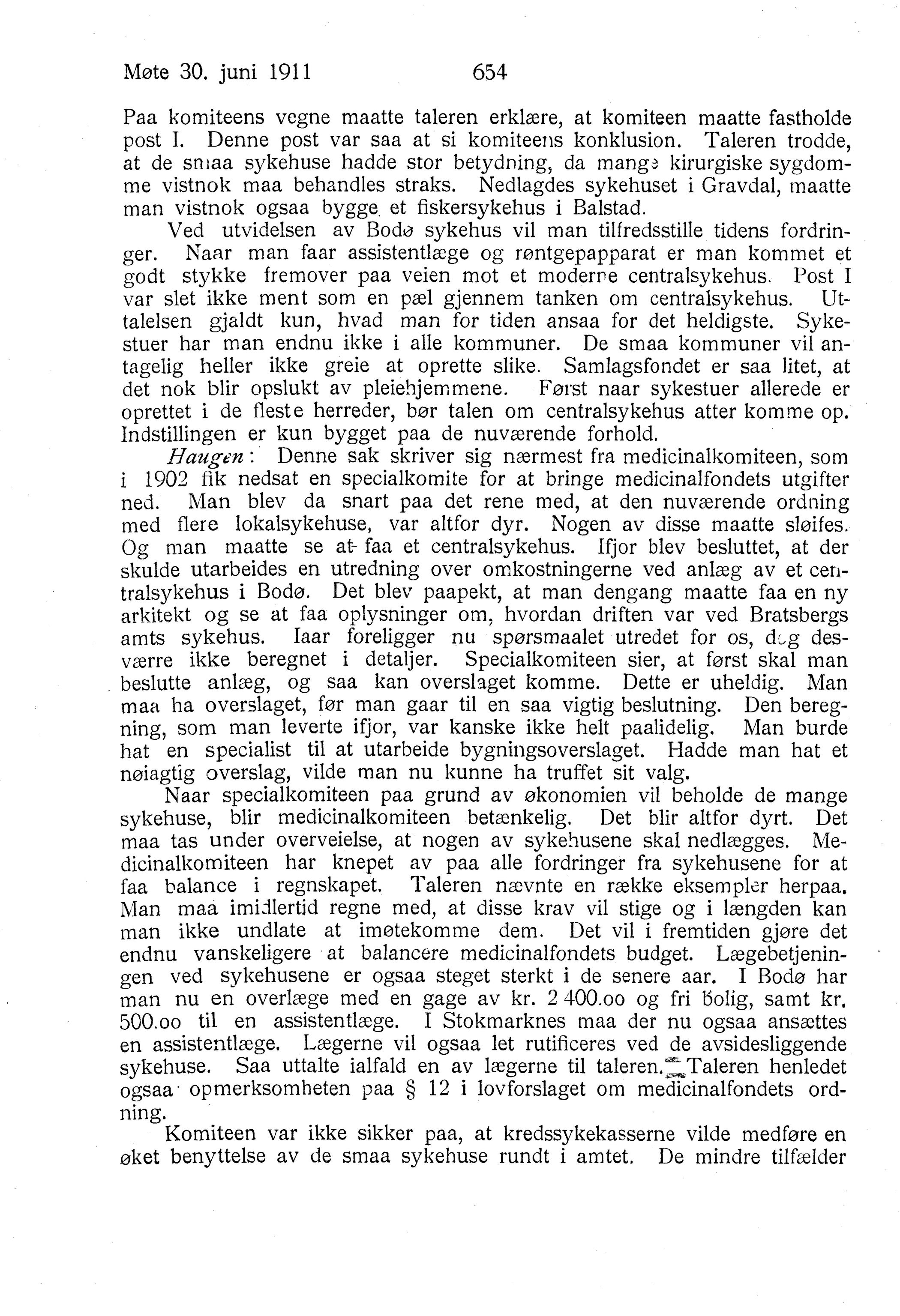 Nordland Fylkeskommune. Fylkestinget, AIN/NFK-17/176/A/Ac/L0034: Fylkestingsforhandlinger 1911, 1911