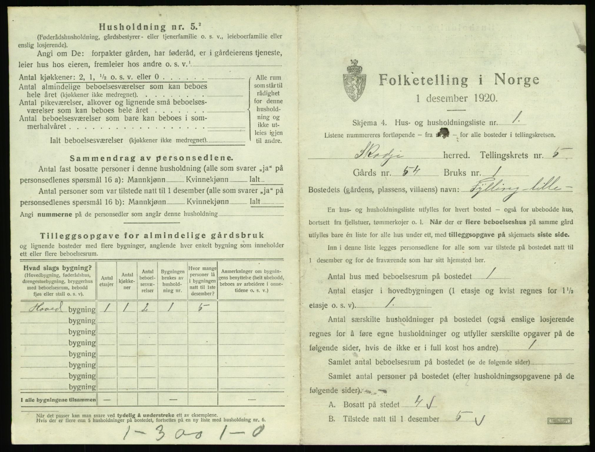 SAT, 1920 census for Skodje, 1920, p. 339