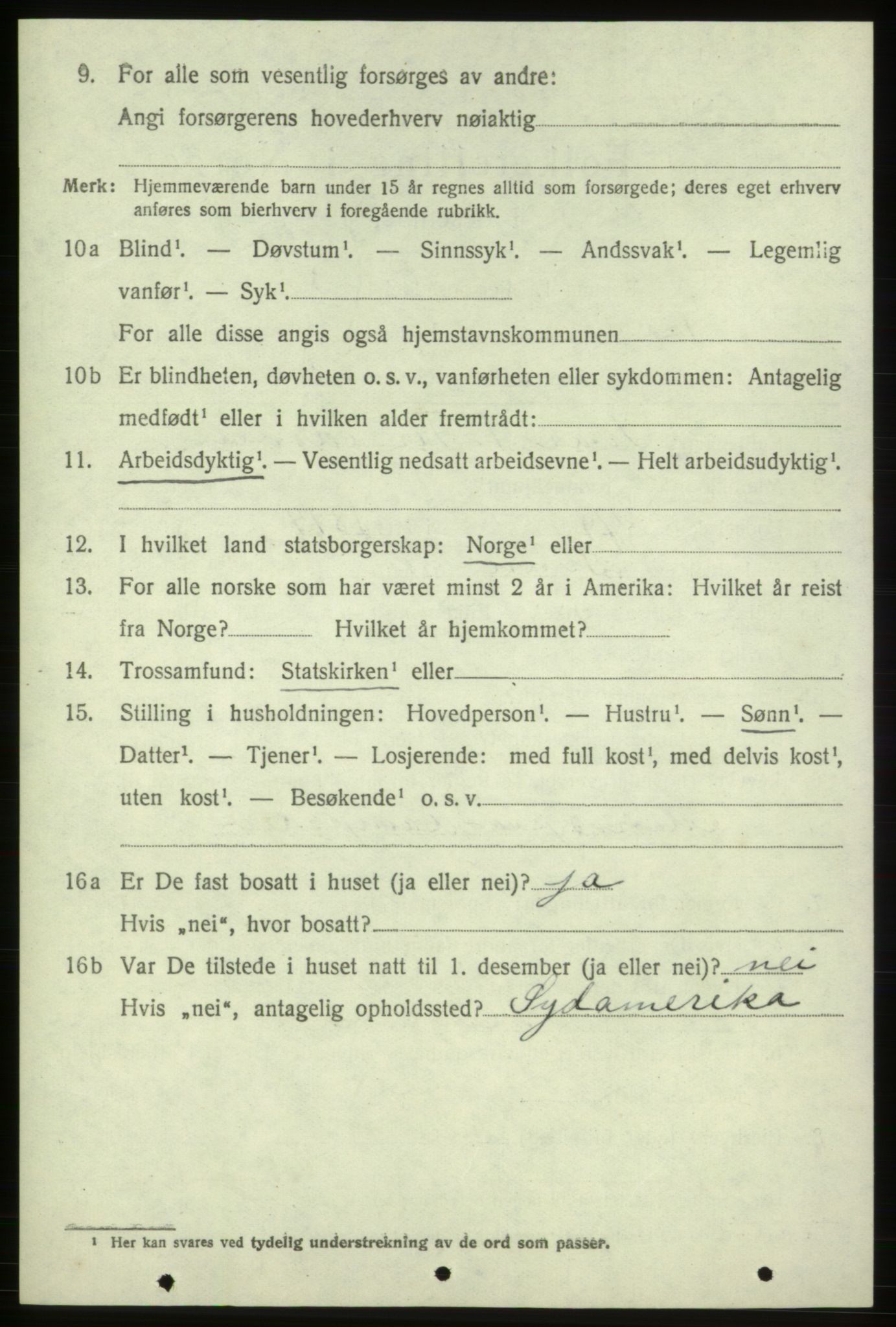 SAB, 1920 census for Skånevik, 1920, p. 2992