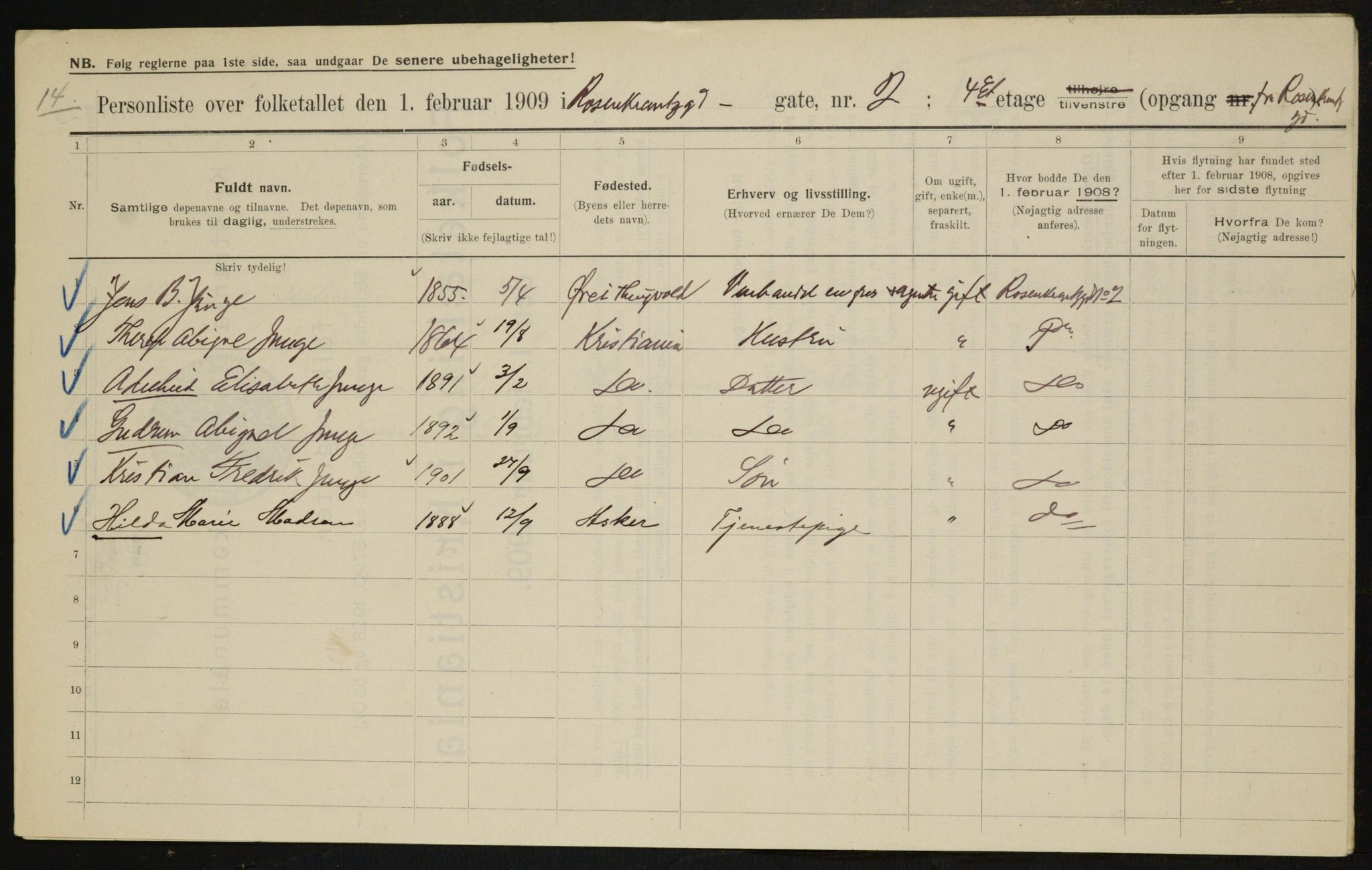 OBA, Municipal Census 1909 for Kristiania, 1909, p. 75975