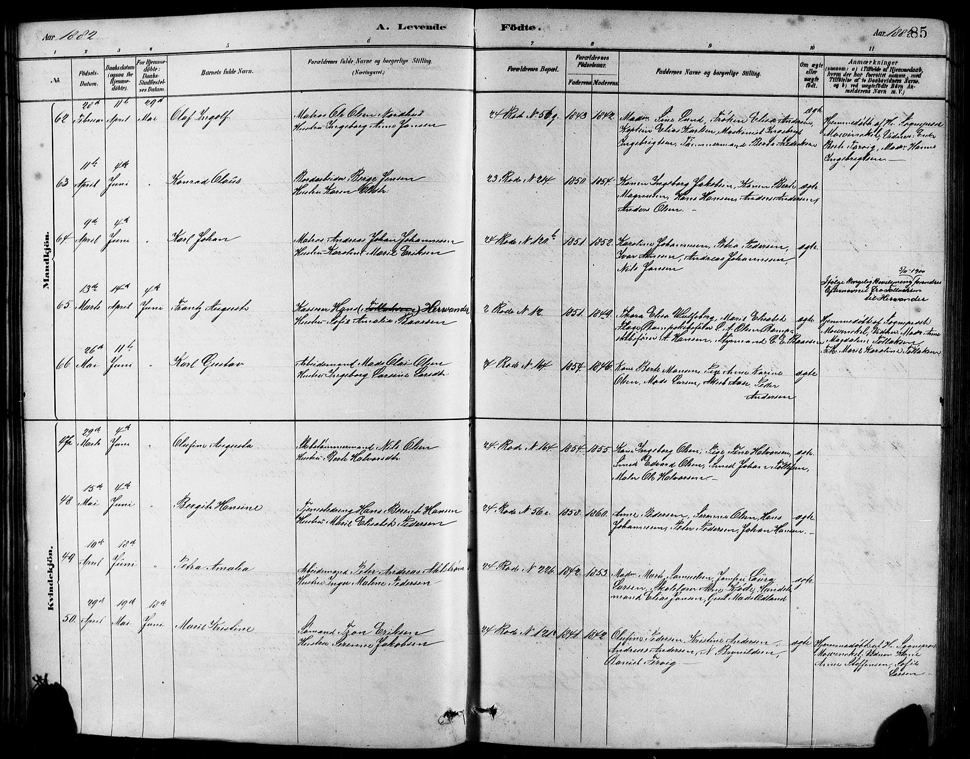 Sandviken Sokneprestembete, AV/SAB-A-77601/H/Hb/L0001: Parish register (copy) no. A 2, 1879-1892, p. 85