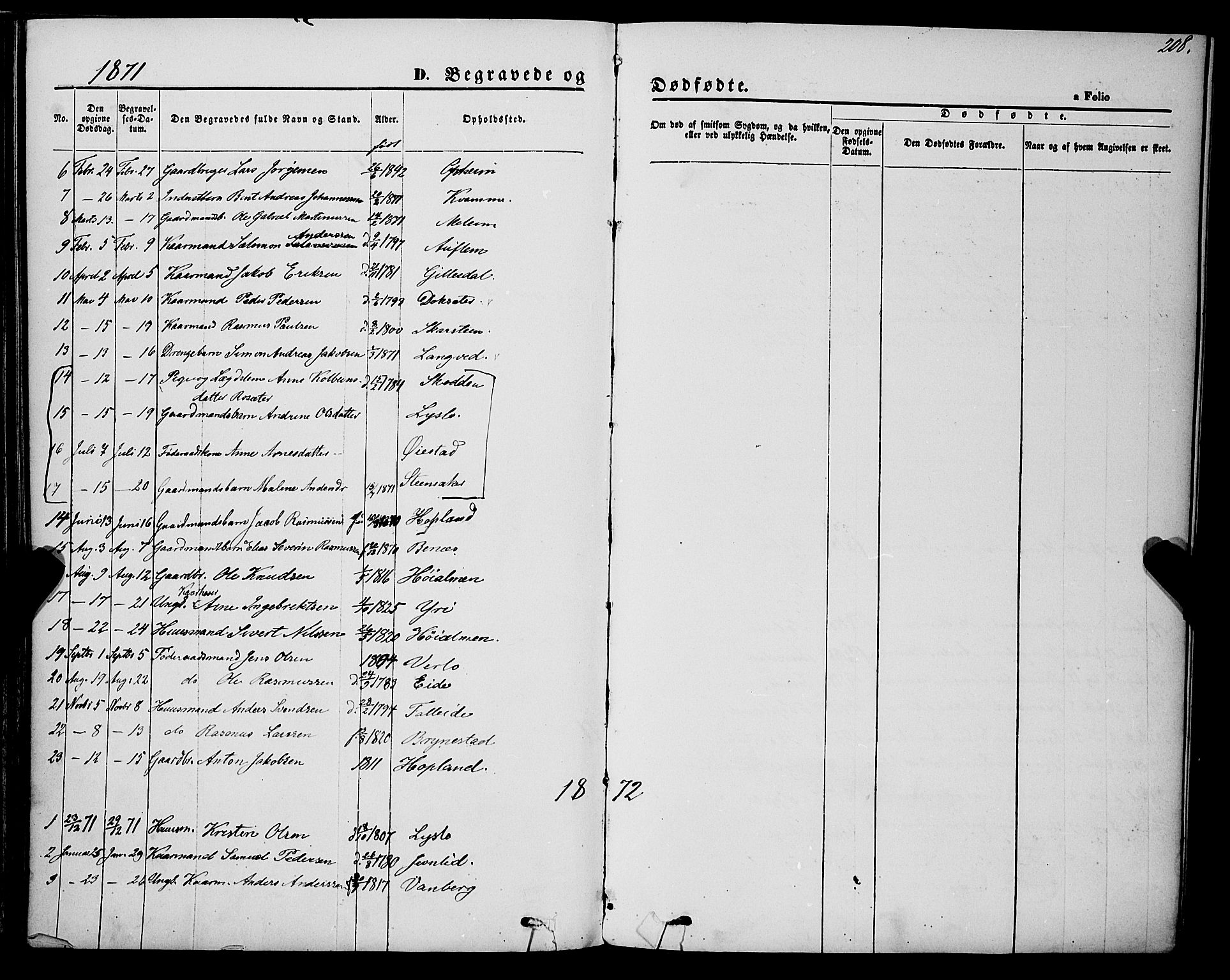 Innvik sokneprestembete, AV/SAB-A-80501: Parish register (official) no. A 6, 1865-1878, p. 208