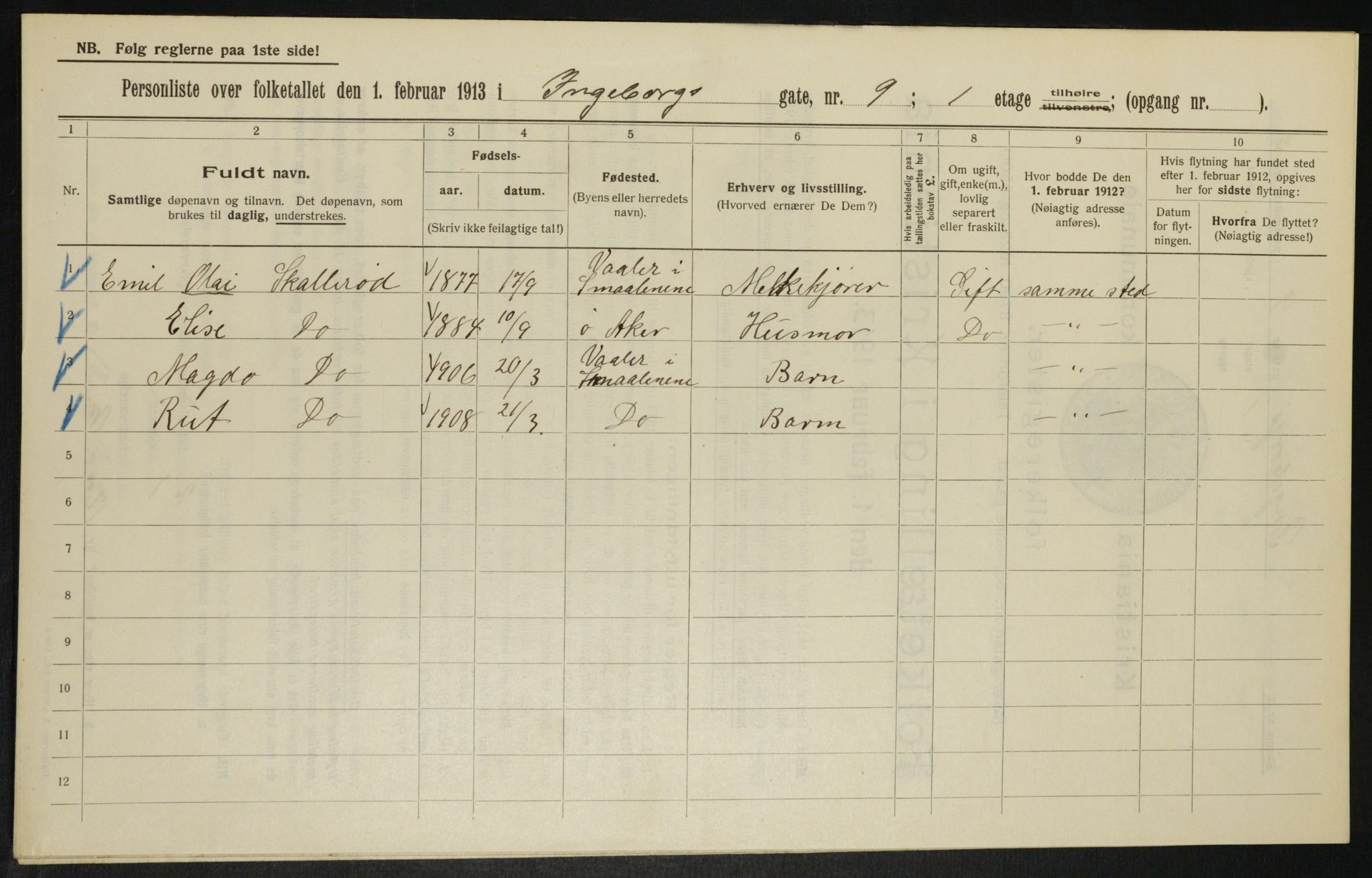 OBA, Municipal Census 1913 for Kristiania, 1913, p. 43628