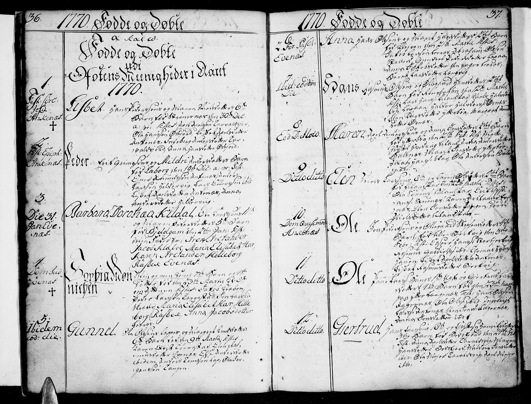 Ministerialprotokoller, klokkerbøker og fødselsregistre - Nordland, SAT/A-1459/863/L0892: Parish register (official) no. 863A04, 1765-1794, p. 36-37