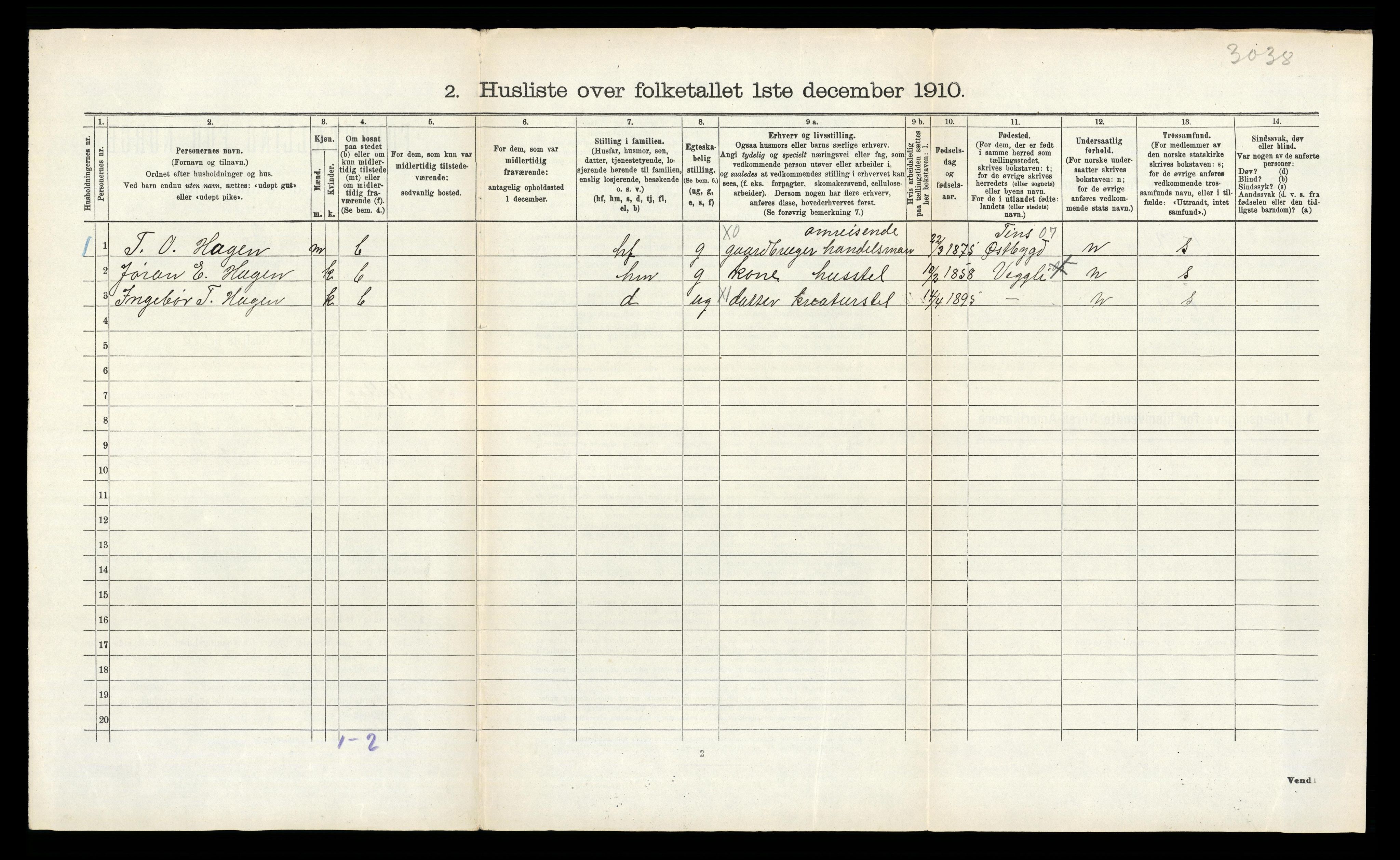 RA, 1910 census for Rollag, 1910, p. 512