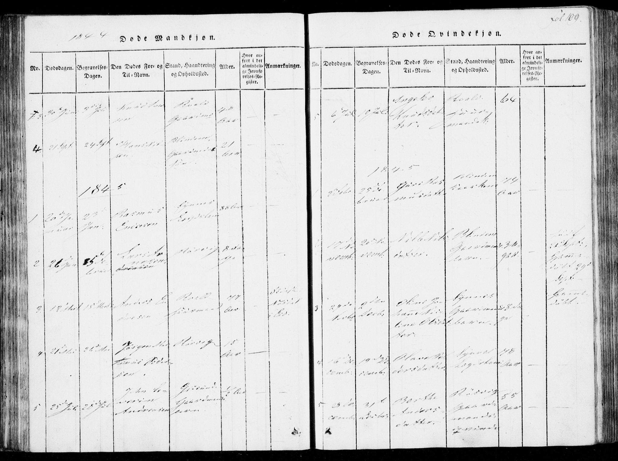 Ministerialprotokoller, klokkerbøker og fødselsregistre - Møre og Romsdal, SAT/A-1454/537/L0517: Parish register (official) no. 537A01, 1818-1862, p. 109