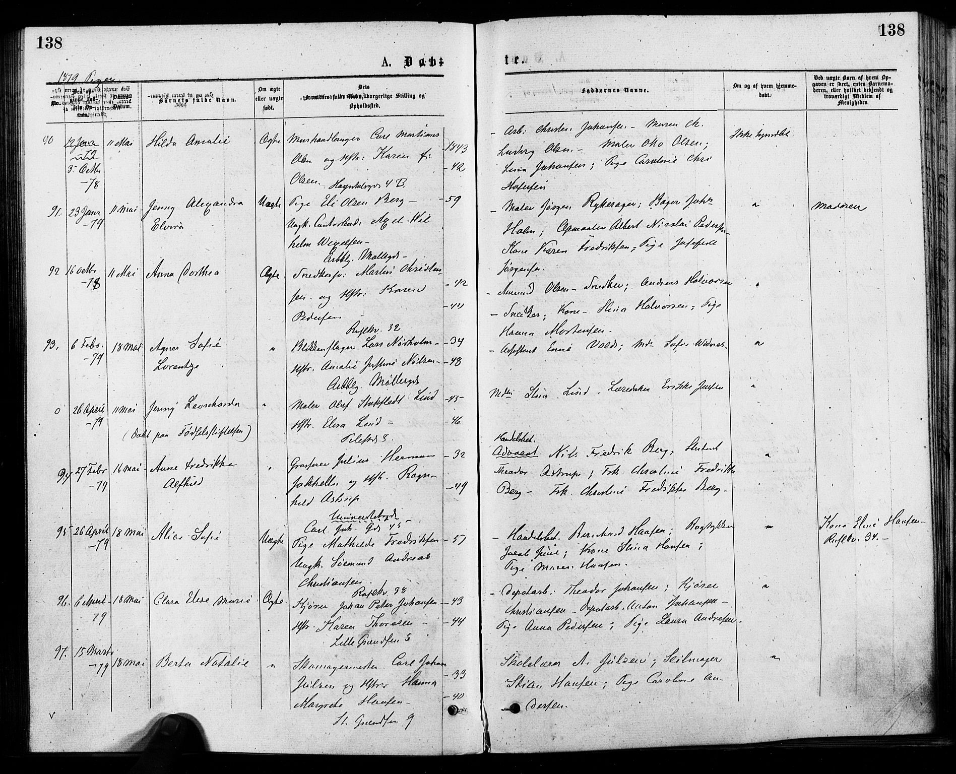 Trefoldighet prestekontor Kirkebøker, SAO/A-10882/F/Fa/L0004: Parish register (official) no. I 4, 1876-1880, p. 138