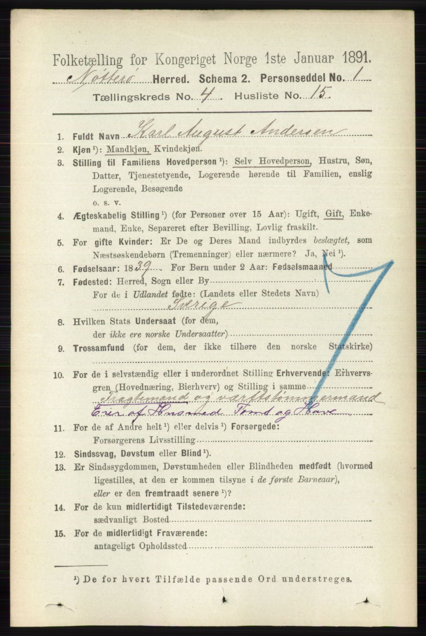 RA, 1891 census for 0722 Nøtterøy, 1891, p. 2113