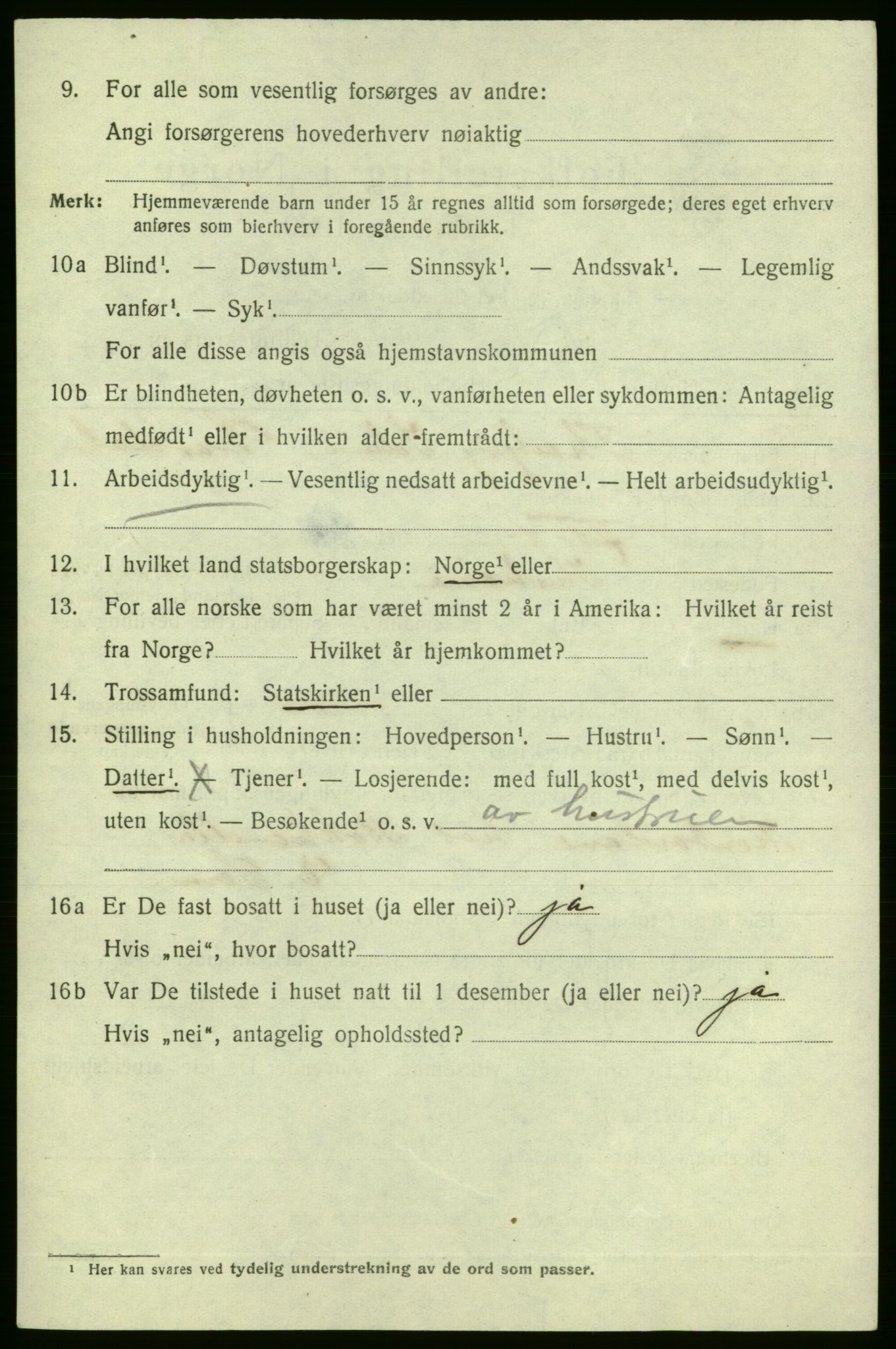 SAO, 1920 census for Fredrikshald, 1920, p. 9695