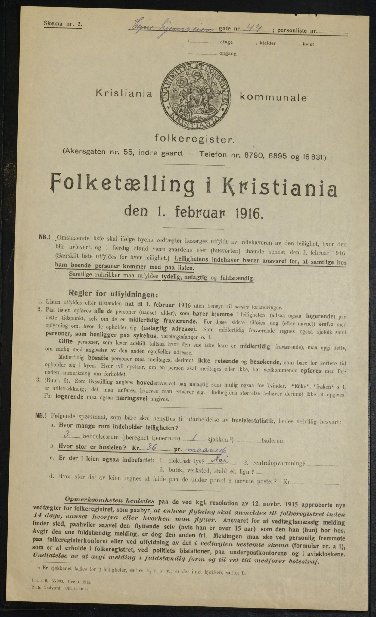 OBA, Municipal Census 1916 for Kristiania, 1916, p. 19177