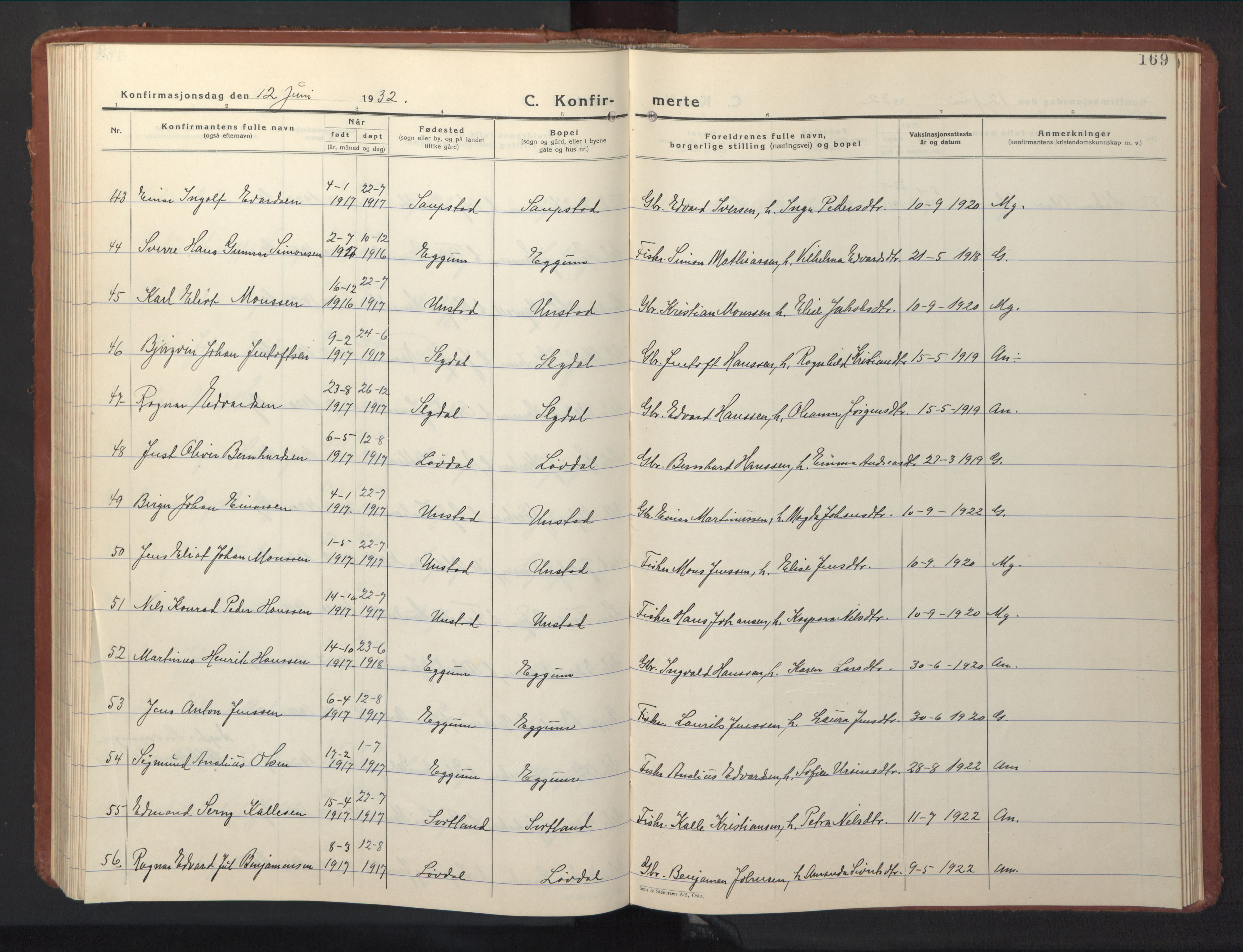 Ministerialprotokoller, klokkerbøker og fødselsregistre - Nordland, AV/SAT-A-1459/880/L1143: Parish register (copy) no. 880C05, 1929-1951, p. 169