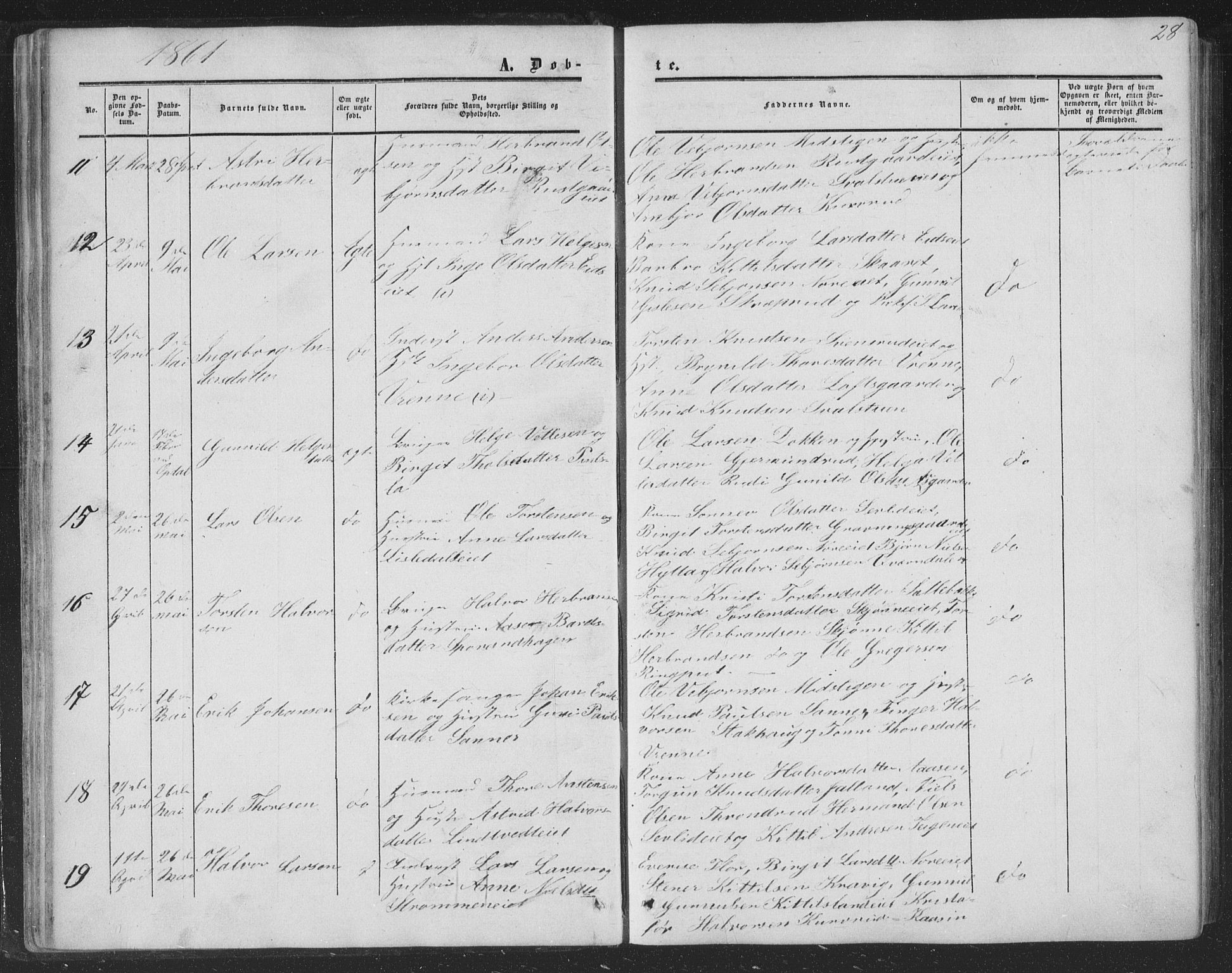 Nore kirkebøker, AV/SAKO-A-238/F/Fa/L0002: Parish register (official) no. I 2, 1856-1871, p. 28