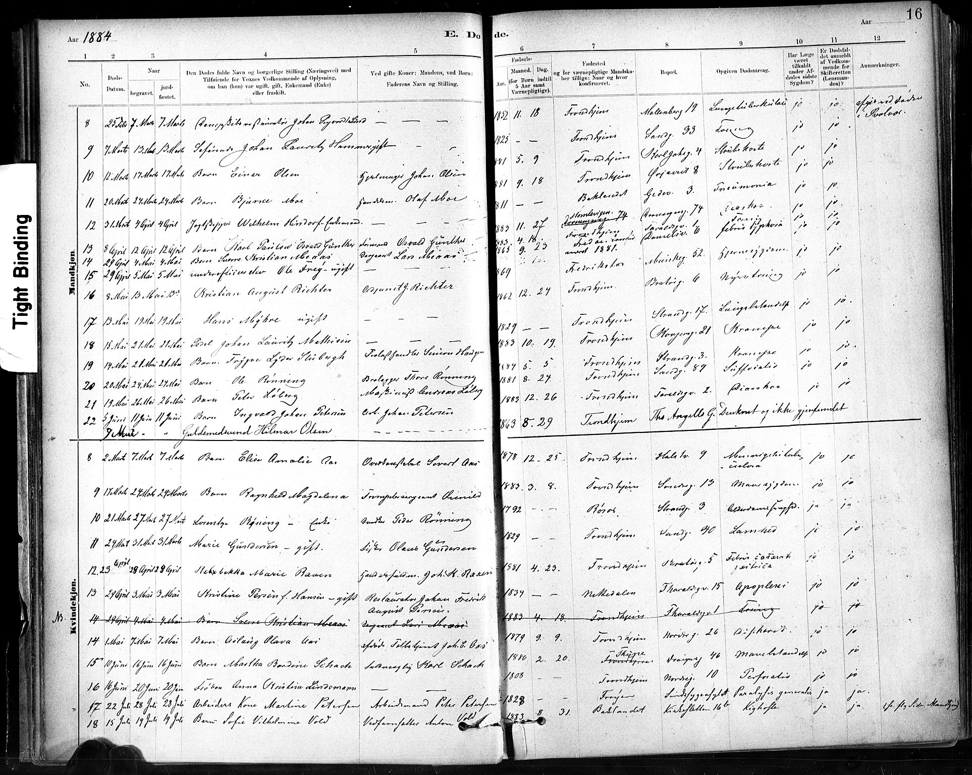 Ministerialprotokoller, klokkerbøker og fødselsregistre - Sør-Trøndelag, SAT/A-1456/602/L0120: Parish register (official) no. 602A18, 1880-1913, p. 16