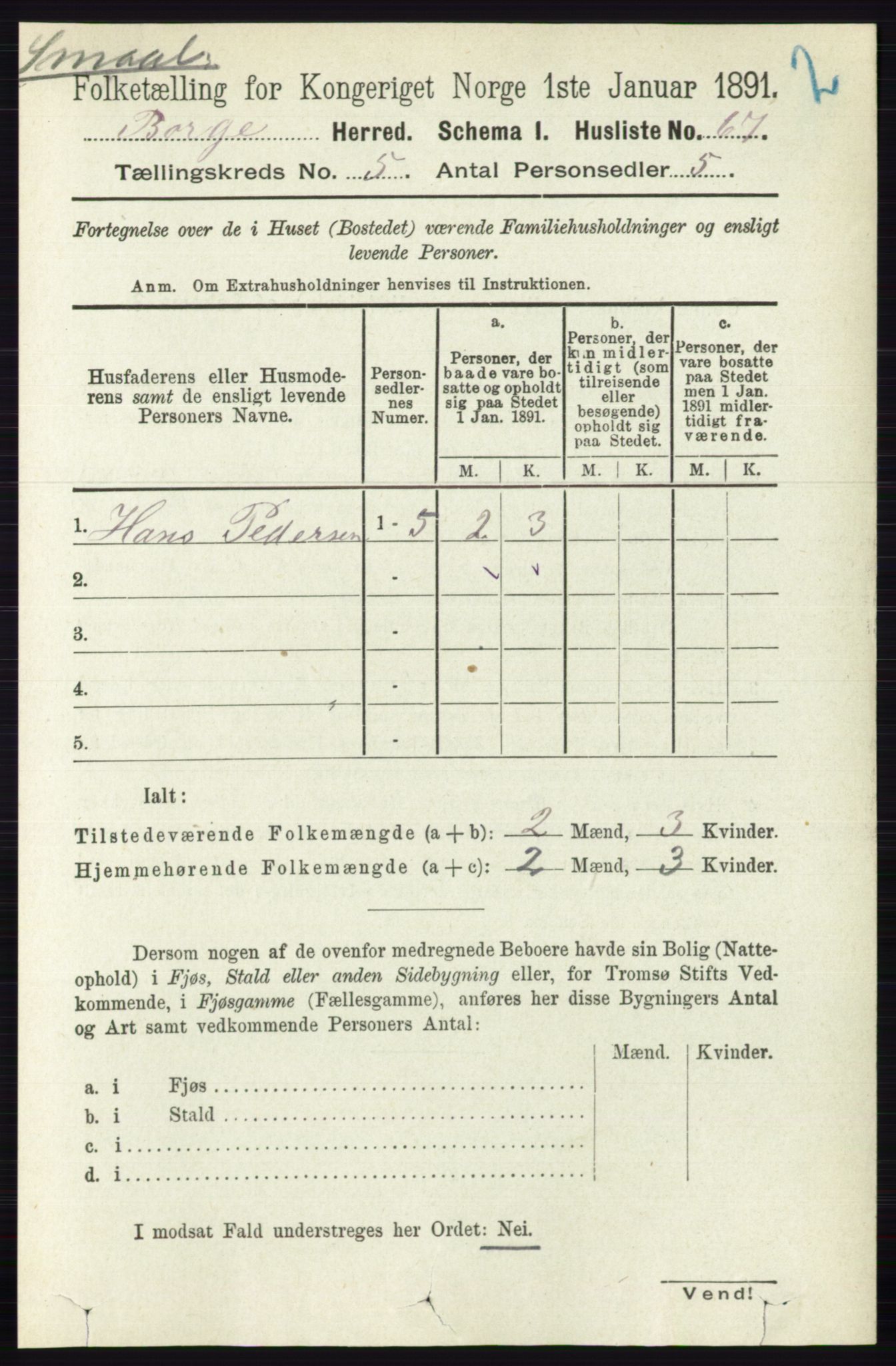 RA, 1891 census for 0113 Borge, 1891, p. 2379