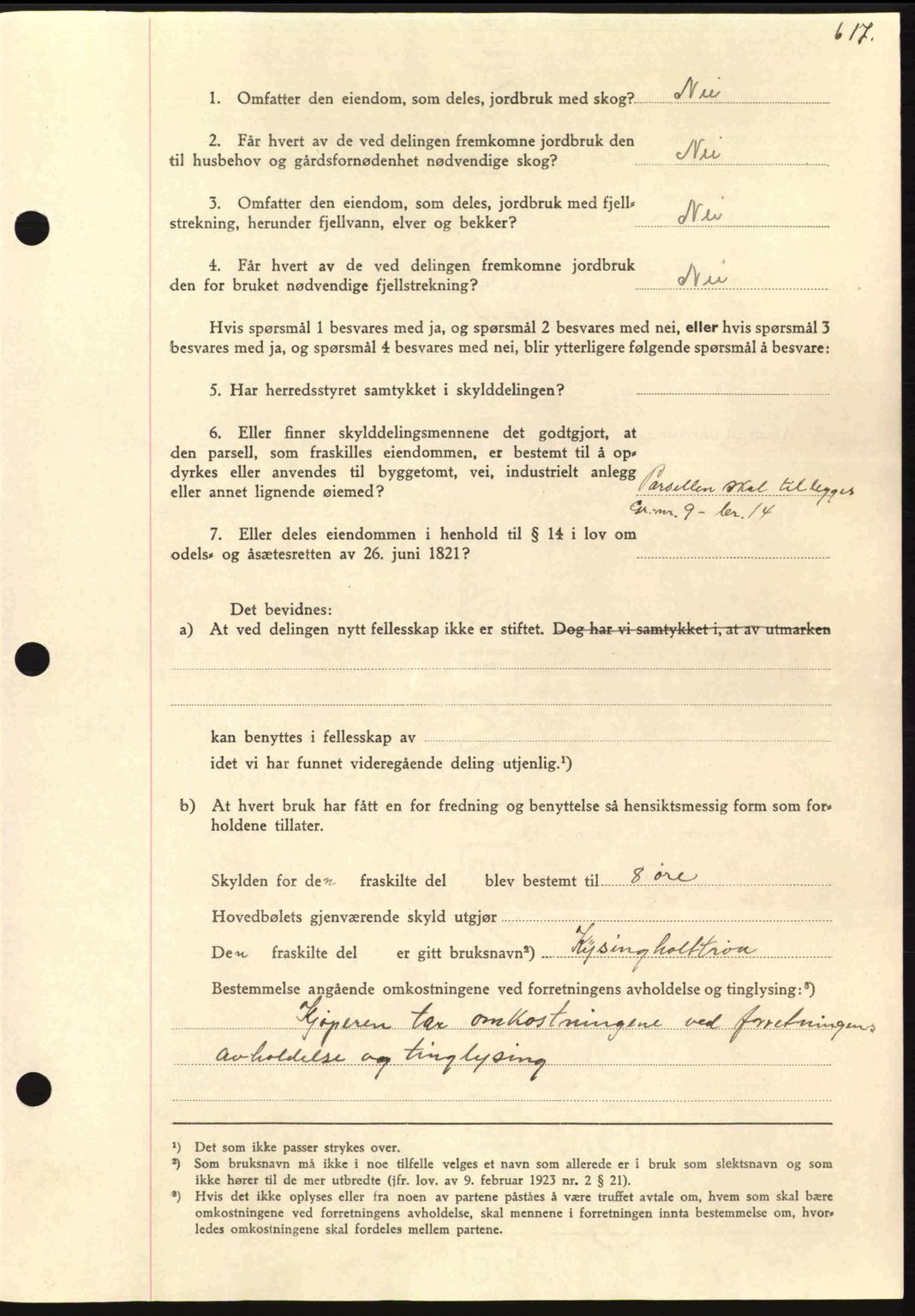 Nordmøre sorenskriveri, AV/SAT-A-4132/1/2/2Ca: Mortgage book no. A96, 1943-1944, Diary no: : 2594/1943