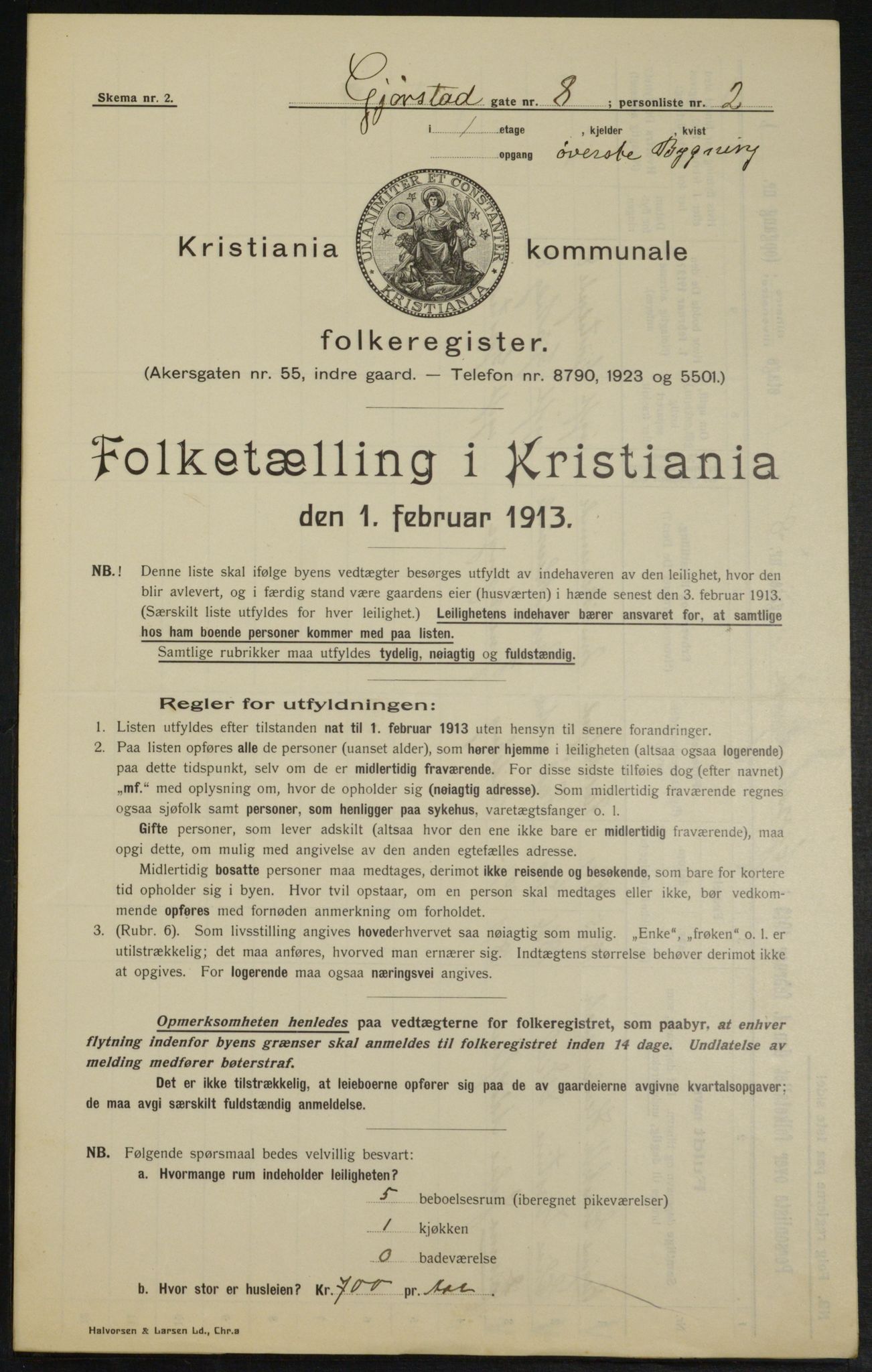 OBA, Municipal Census 1913 for Kristiania, 1913, p. 29448