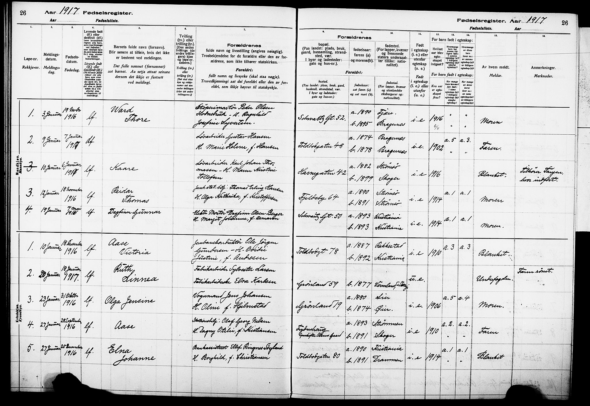 Strømsø kirkebøker, SAKO/A-246/J/Ja/L0001: Birth register no. 1, 1916-1925, p. 26