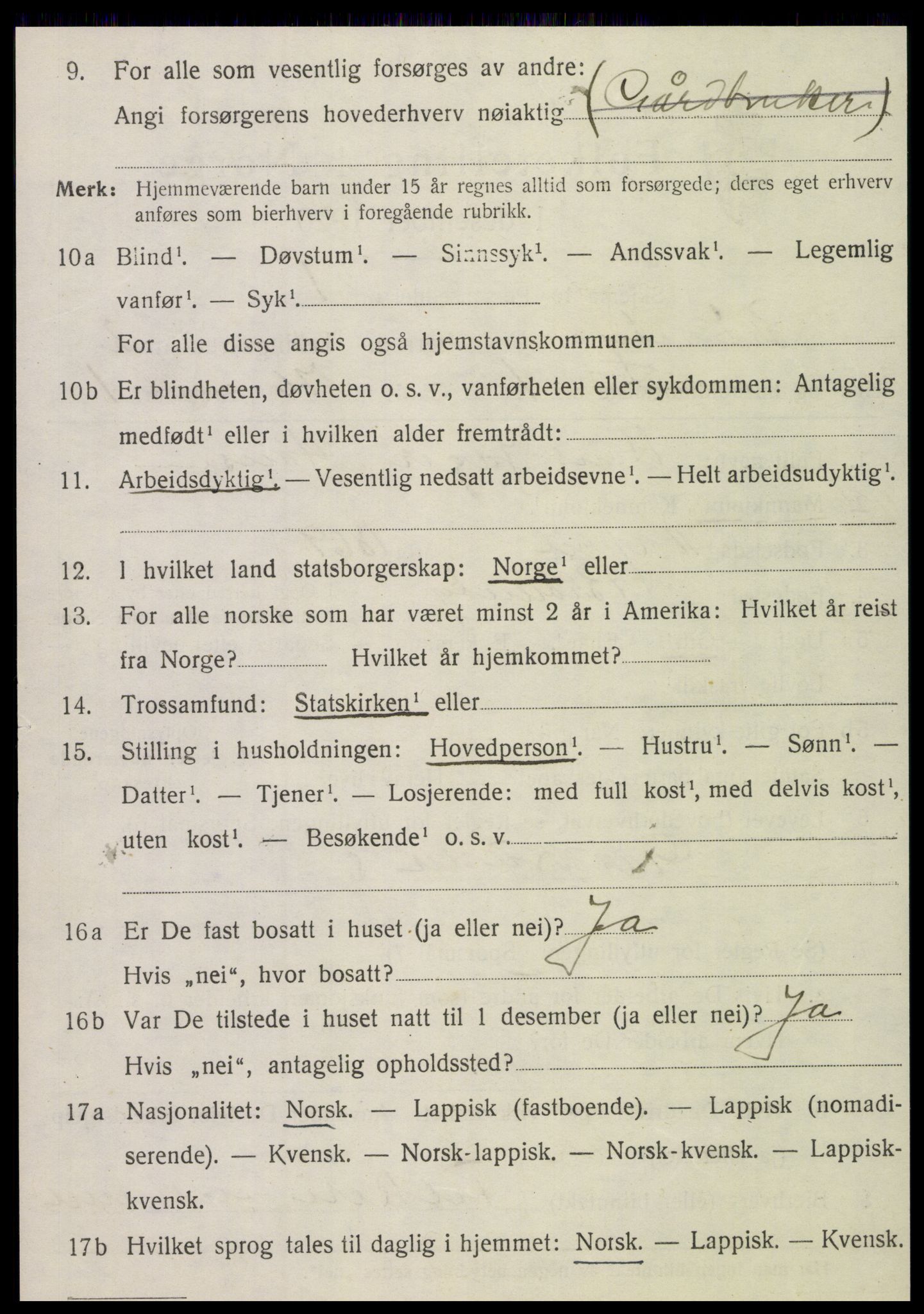 SAT, 1920 census for Brønnøy, 1920, p. 1845