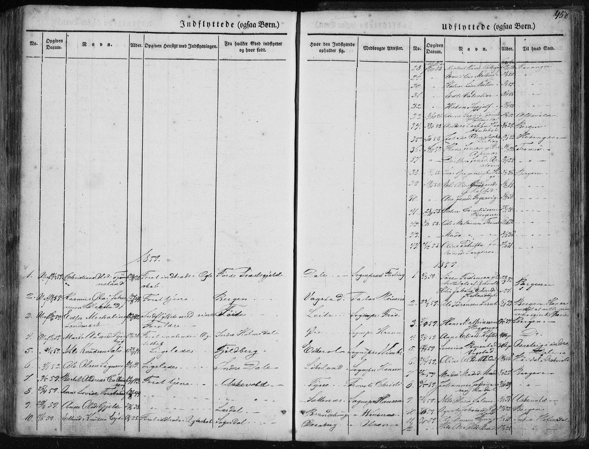 Fjaler sokneprestembete, SAB/A-79801/H/Haa/Haaa/L0006: Parish register (official) no. A 6, 1835-1884, p. 458