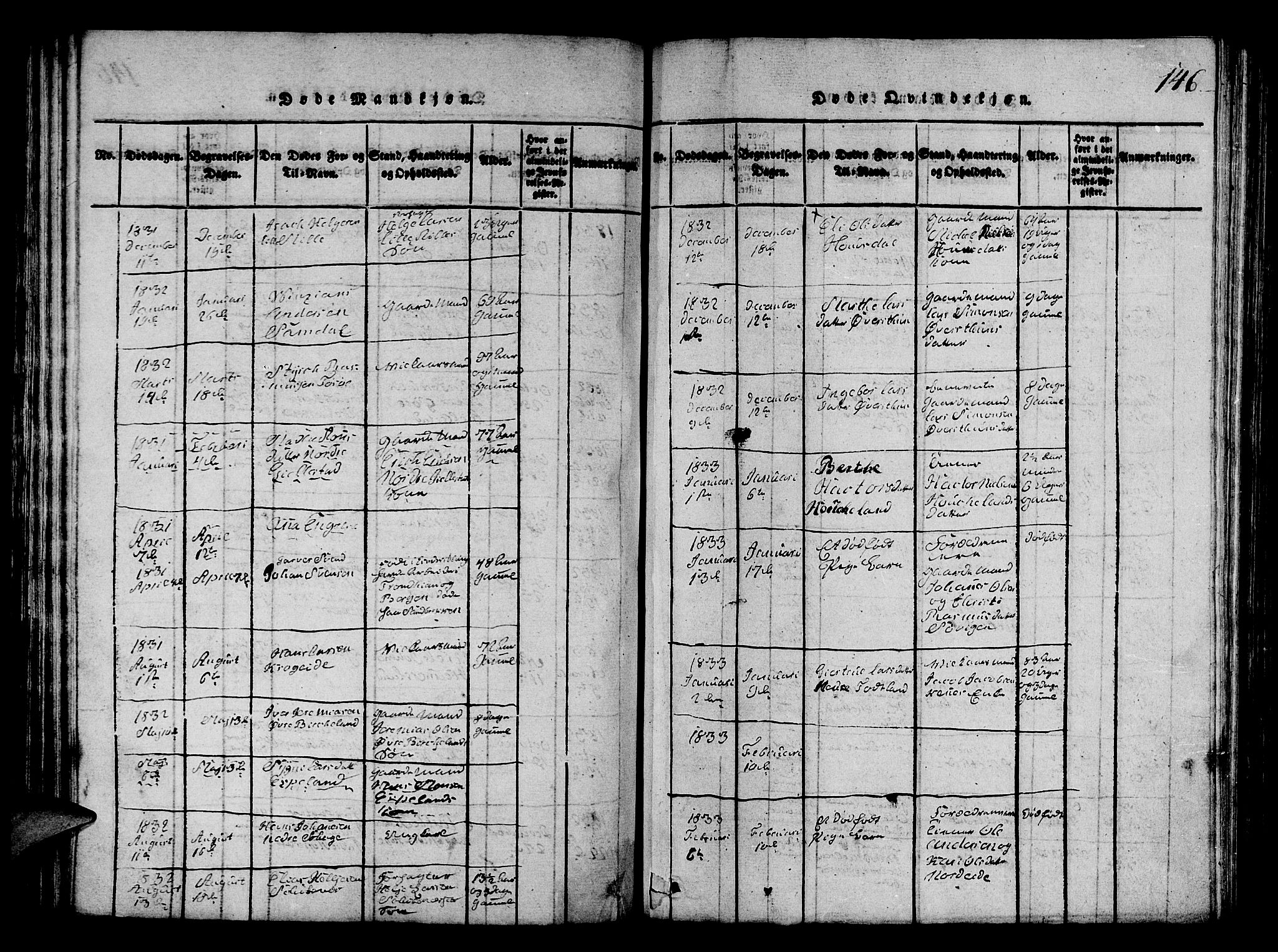 Fana Sokneprestembete, SAB/A-75101/H/Hab/Haba/L0001: Parish register (copy) no. A 1, 1816-1836, p. 146