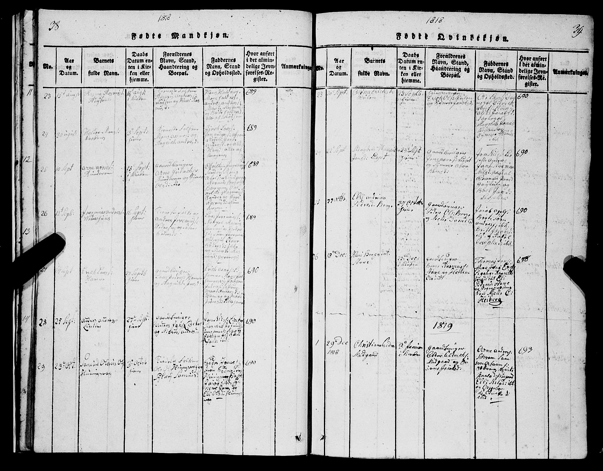 Selje sokneprestembete, AV/SAB-A-99938/H/Ha/Hab/Haba: Parish register (copy) no. A 1, 1816-1828, p. 38-39