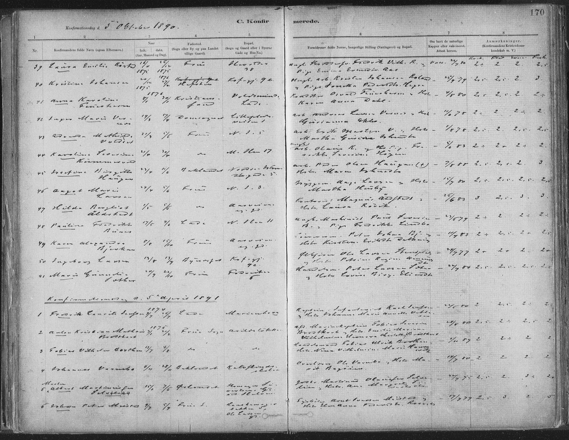 Ministerialprotokoller, klokkerbøker og fødselsregistre - Sør-Trøndelag, SAT/A-1456/603/L0162: Parish register (official) no. 603A01, 1879-1895, p. 170