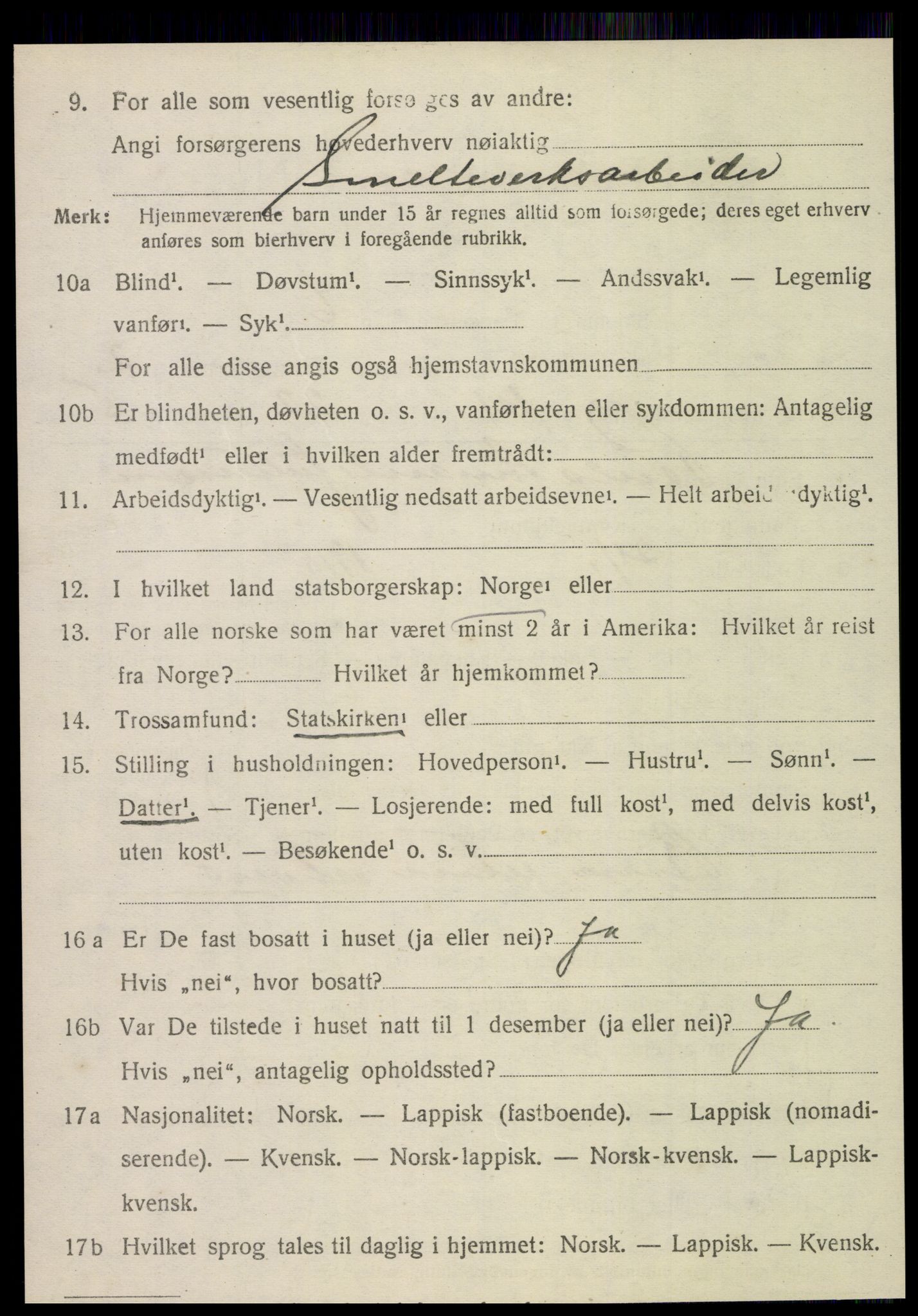 SAT, 1920 census for Meråker, 1920, p. 3087