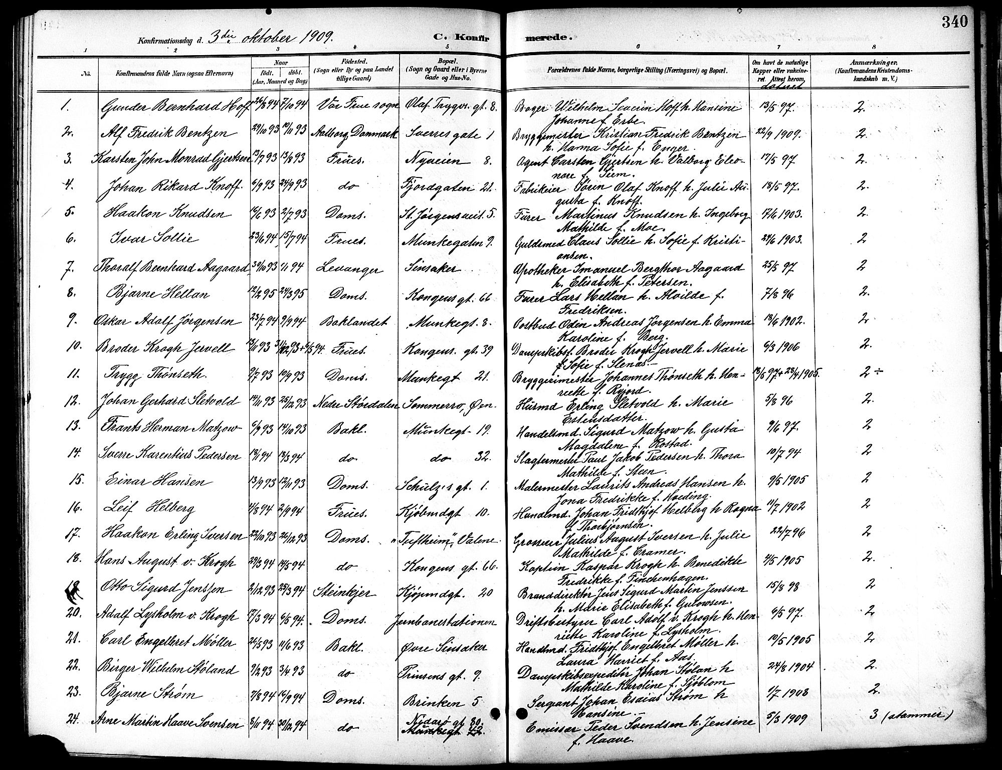 Ministerialprotokoller, klokkerbøker og fødselsregistre - Sør-Trøndelag, AV/SAT-A-1456/601/L0094: Parish register (copy) no. 601C12, 1898-1911, p. 340