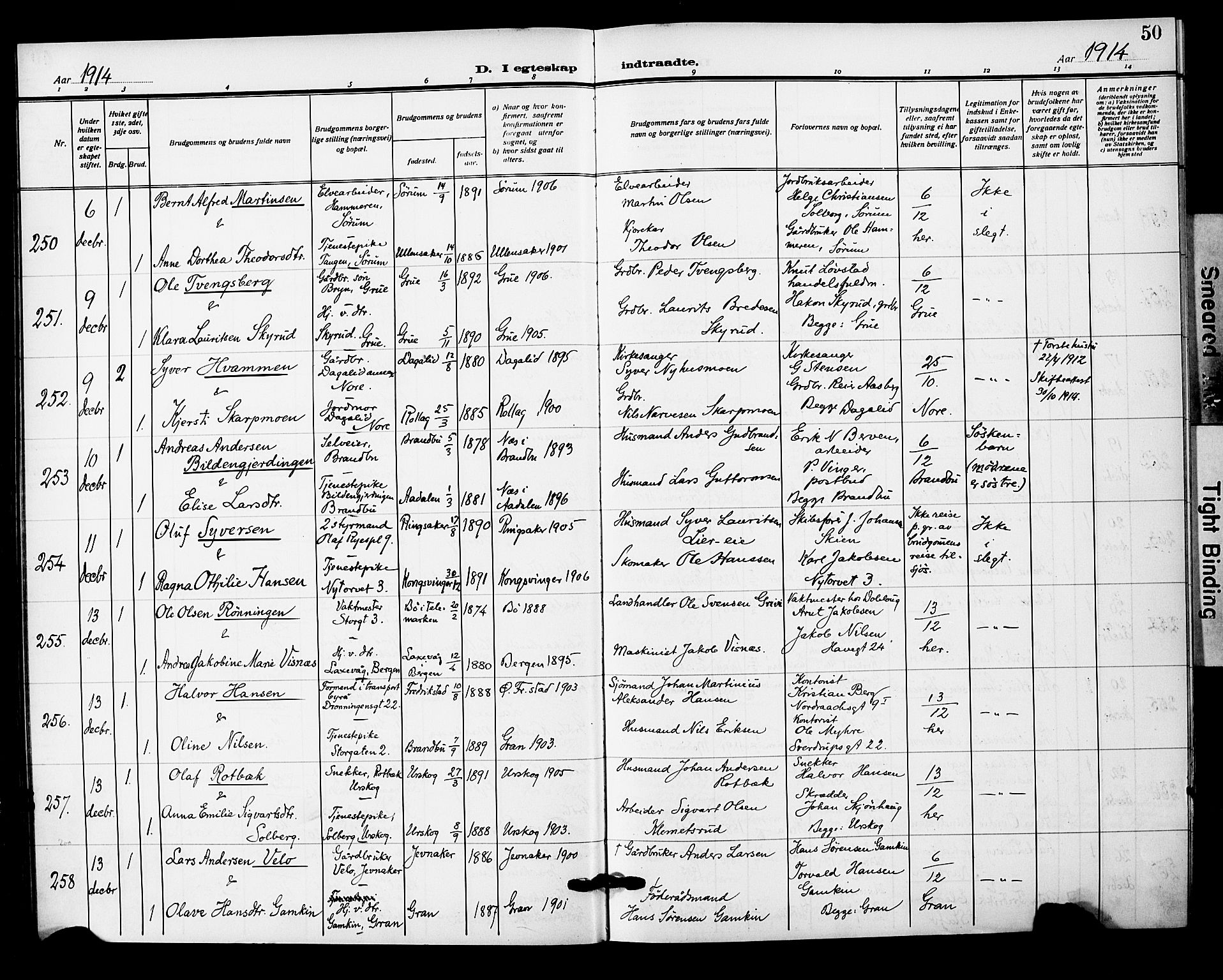 Oslo domkirke Kirkebøker, AV/SAO-A-10752/F/Fa/L0034: Parish register (official) no. 34, 1913-1921, p. 50