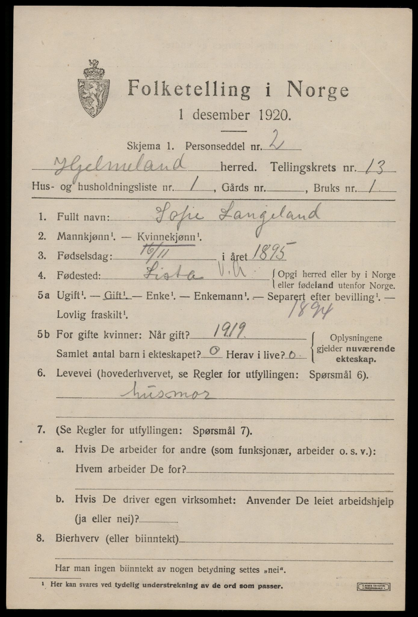 SAST, 1920 census for Hjelmeland, 1920, p. 4135