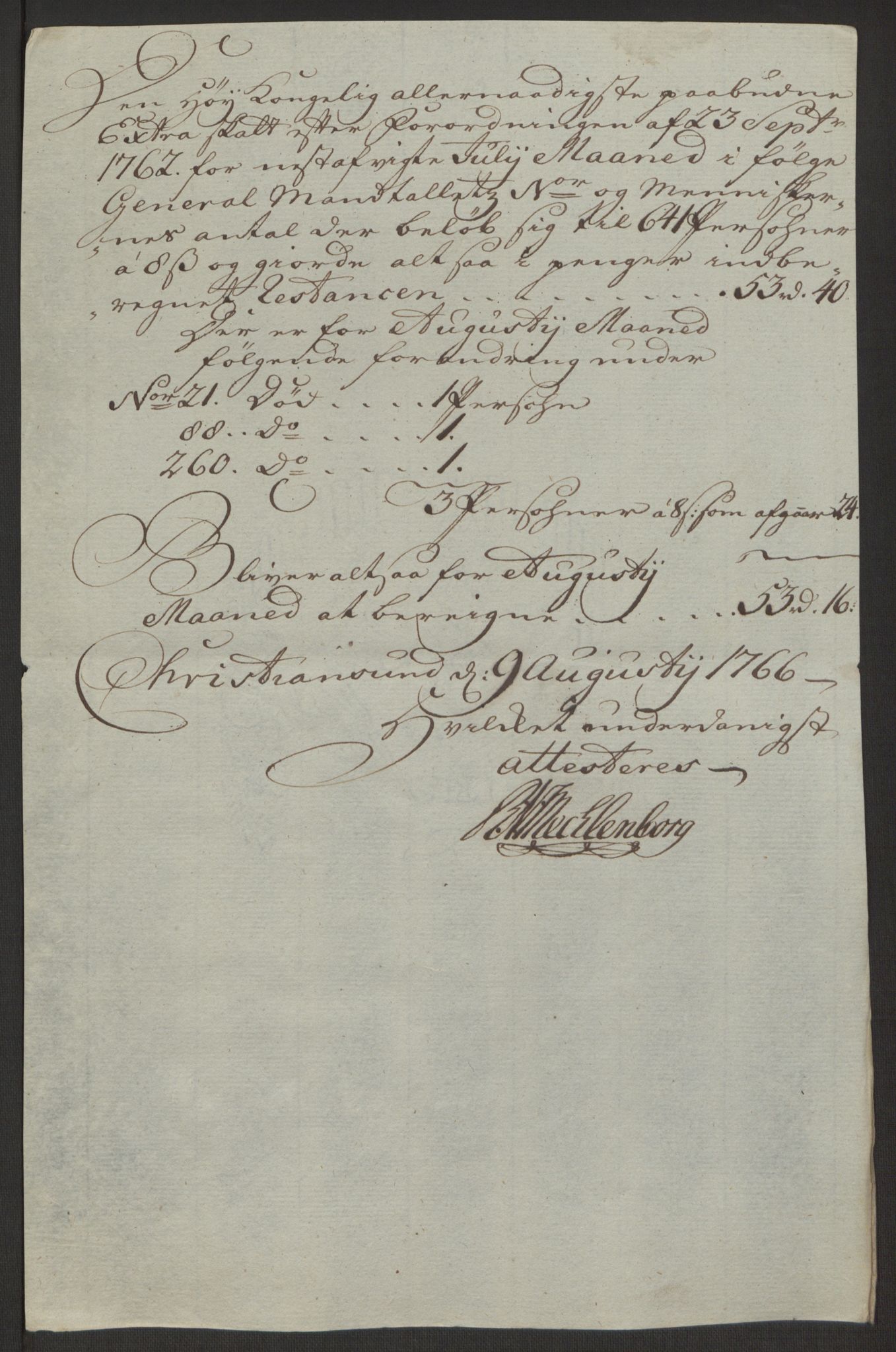 Rentekammeret inntil 1814, Reviderte regnskaper, Byregnskaper, AV/RA-EA-4066/R/Rr/L0495/0004: [R1] Kontribusjonsregnskap / Ekstraskatt, 1762-1772, p. 125