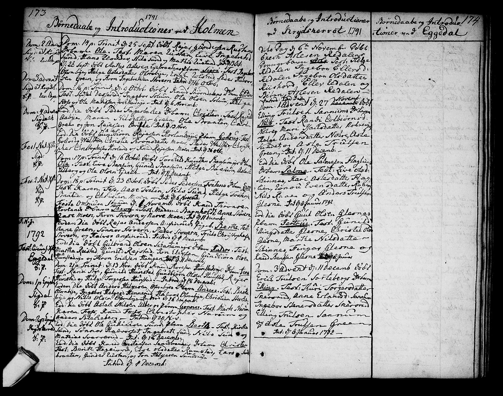 Sigdal kirkebøker, AV/SAKO-A-245/F/Fa/L0002: Parish register (official) no. I 2, 1778-1792, p. 173-174