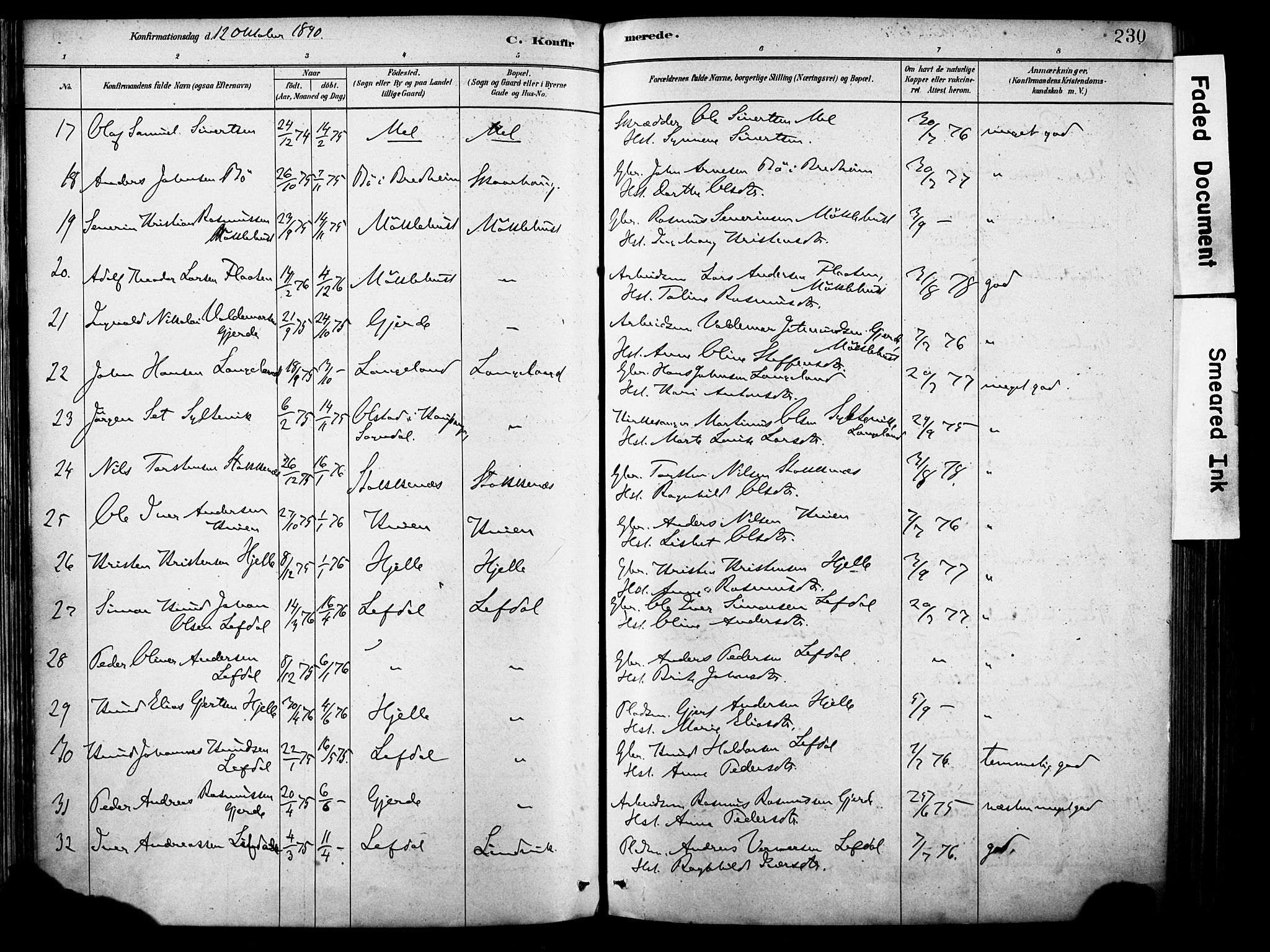 Eid sokneprestembete, AV/SAB-A-82301/H/Haa/Haab/L0001: Parish register (official) no. B 1, 1879-1906, p. 230