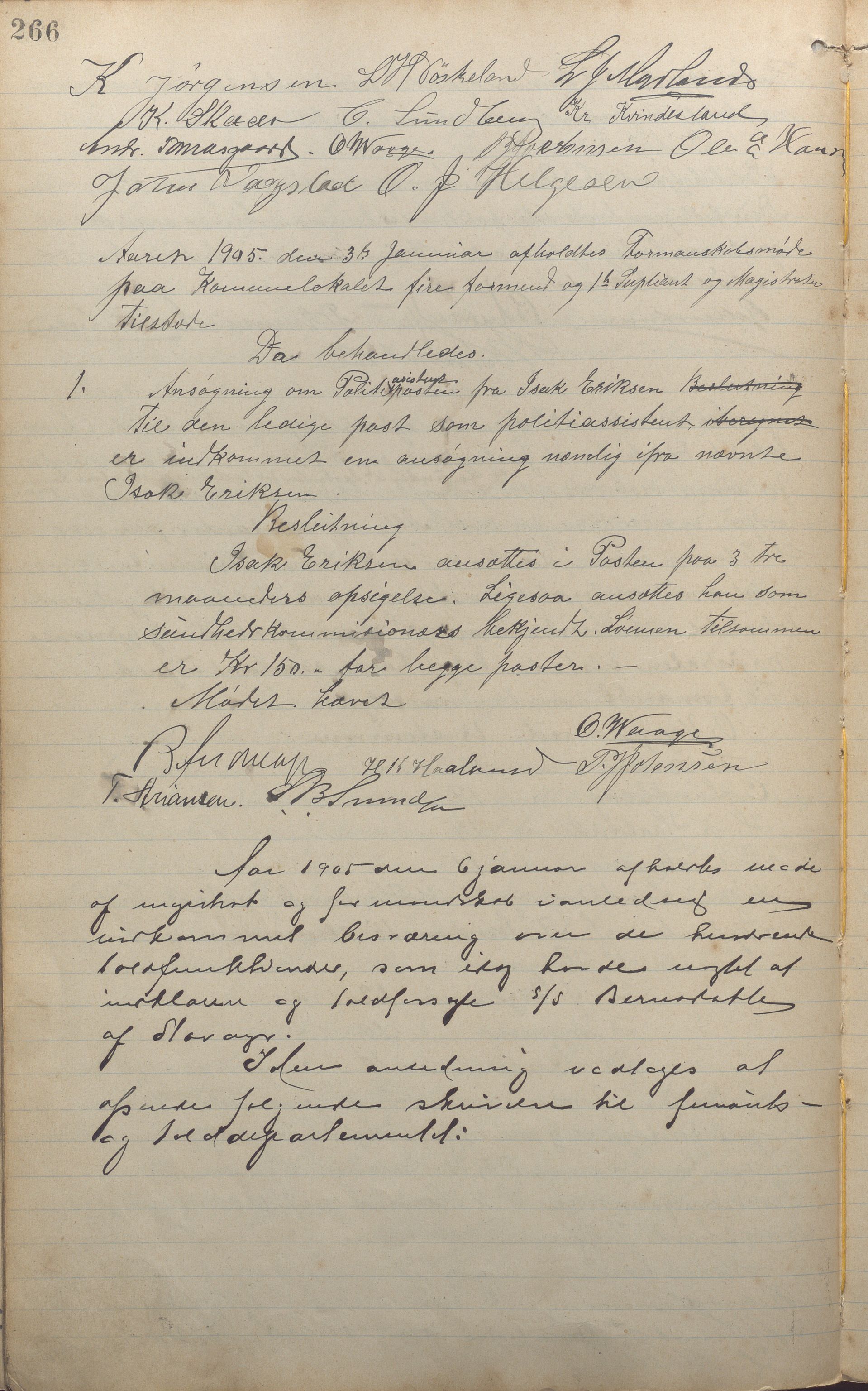 Kopervik Kommune - Formannskapet og Bystyret, IKAR/K-102468/A/Aa/L0003: Møtebok, 1894-1912, p. 266