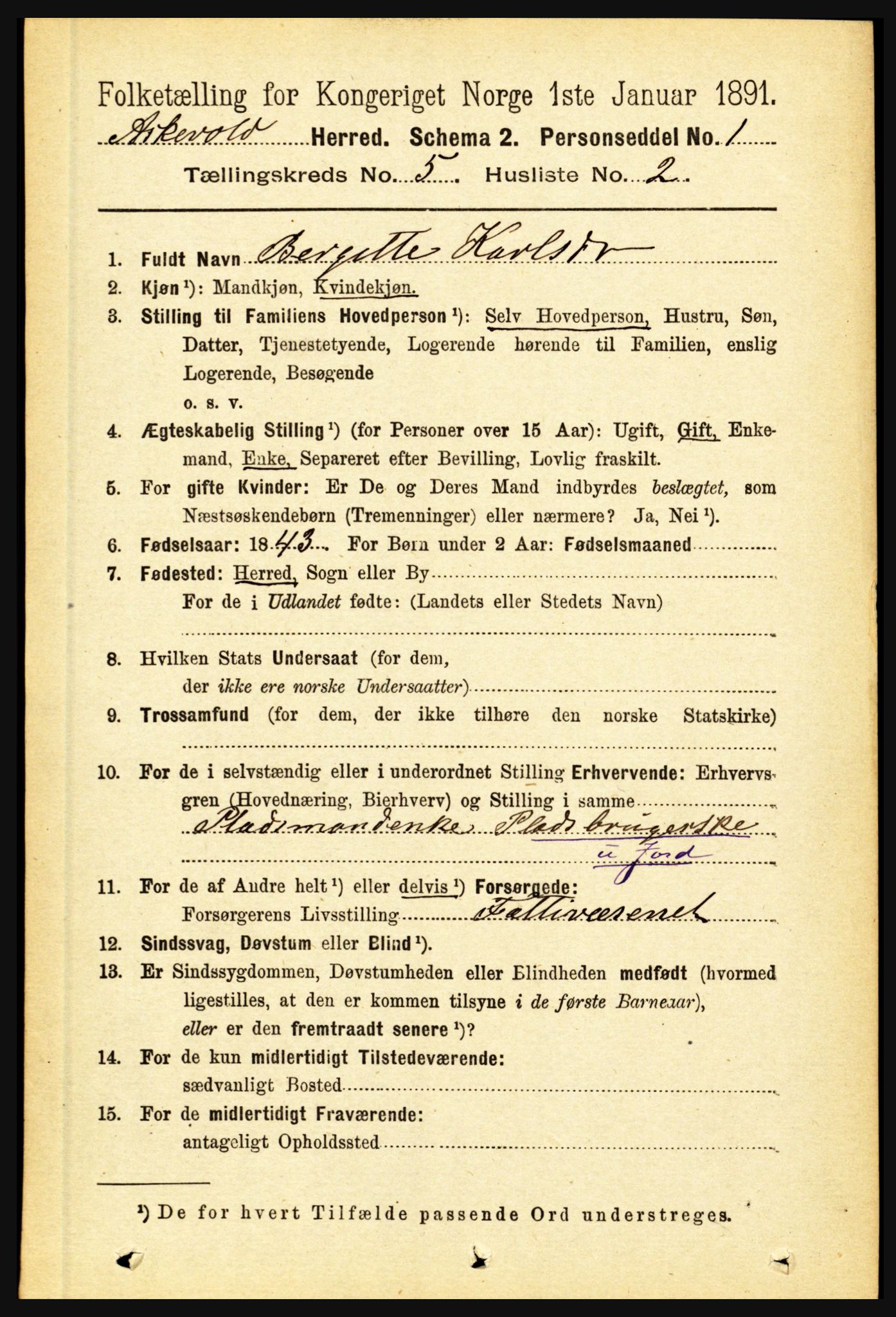 RA, 1891 census for 1428 Askvoll, 1891, p. 1523