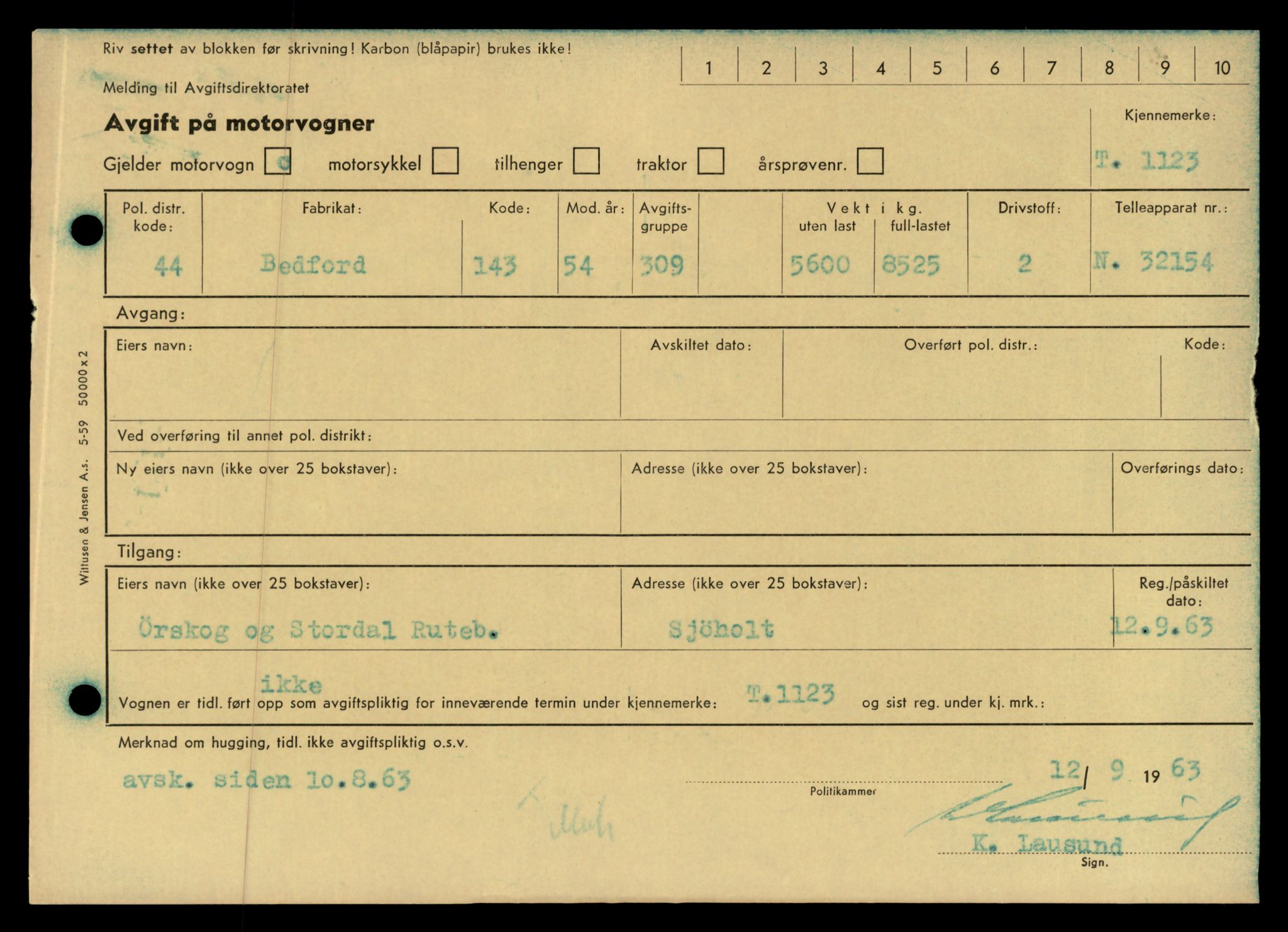 Møre og Romsdal vegkontor - Ålesund trafikkstasjon, AV/SAT-A-4099/F/Fe/L0010: Registreringskort for kjøretøy T 1050 - T 1169, 1927-1998, p. 2105