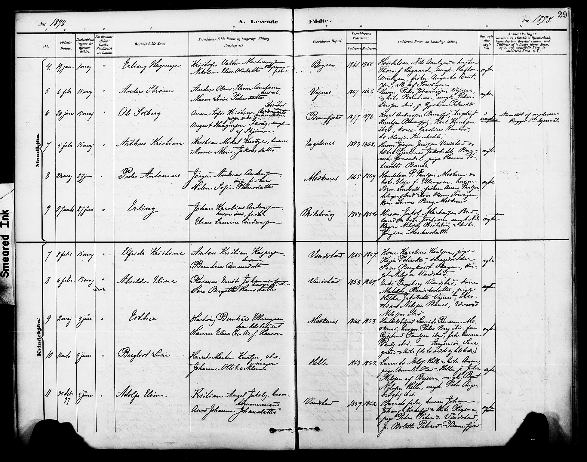 Ministerialprotokoller, klokkerbøker og fødselsregistre - Nordland, AV/SAT-A-1459/886/L1220: Parish register (official) no. 886A02, 1892-1903, p. 29