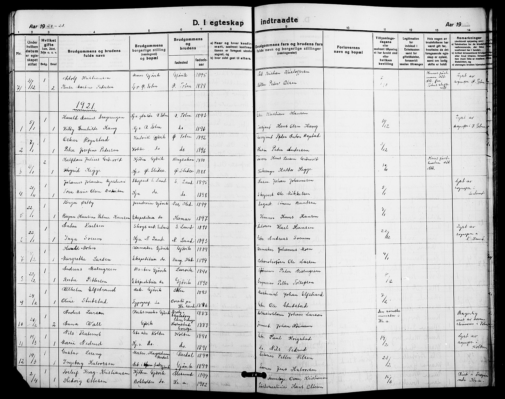 Vardal prestekontor, SAH/PREST-100/H/Ha/Hab/L0014: Parish register (copy) no. 14, 1911-1922, p. 238m