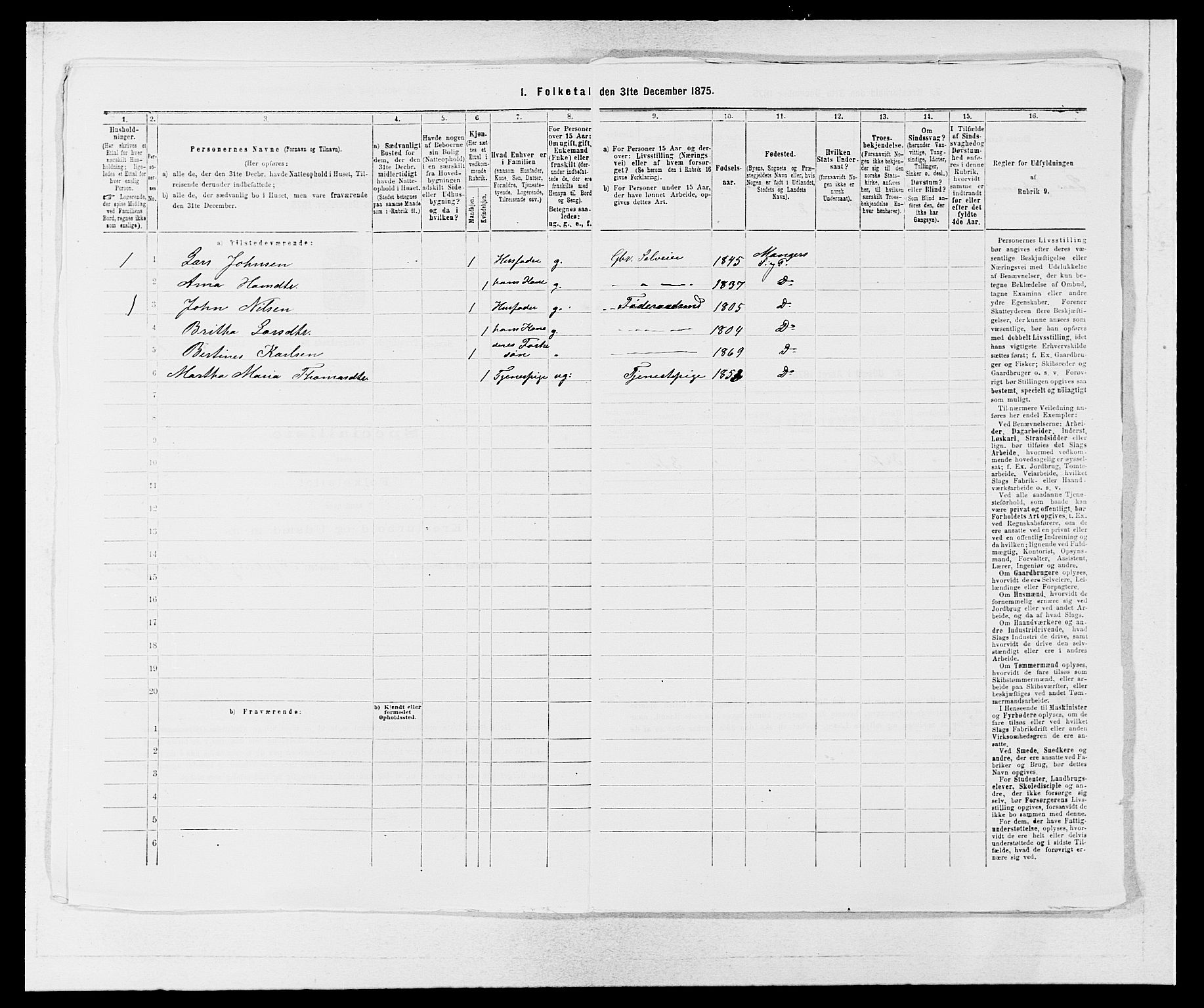 SAB, 1875 census for 1261P Manger, 1875, p. 630