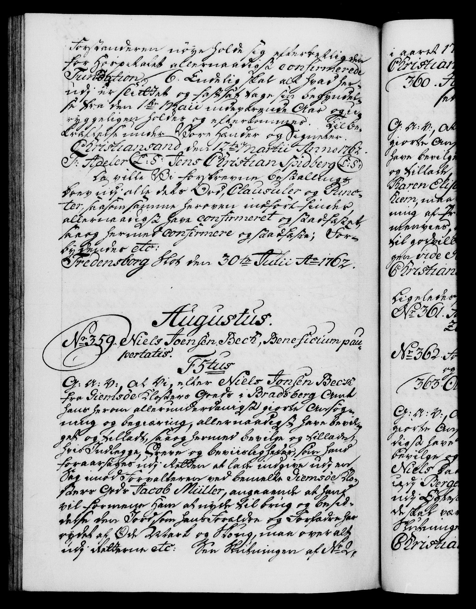 Danske Kanselli 1572-1799, AV/RA-EA-3023/F/Fc/Fca/Fcaa/L0041: Norske registre, 1760-1762, p. 775b