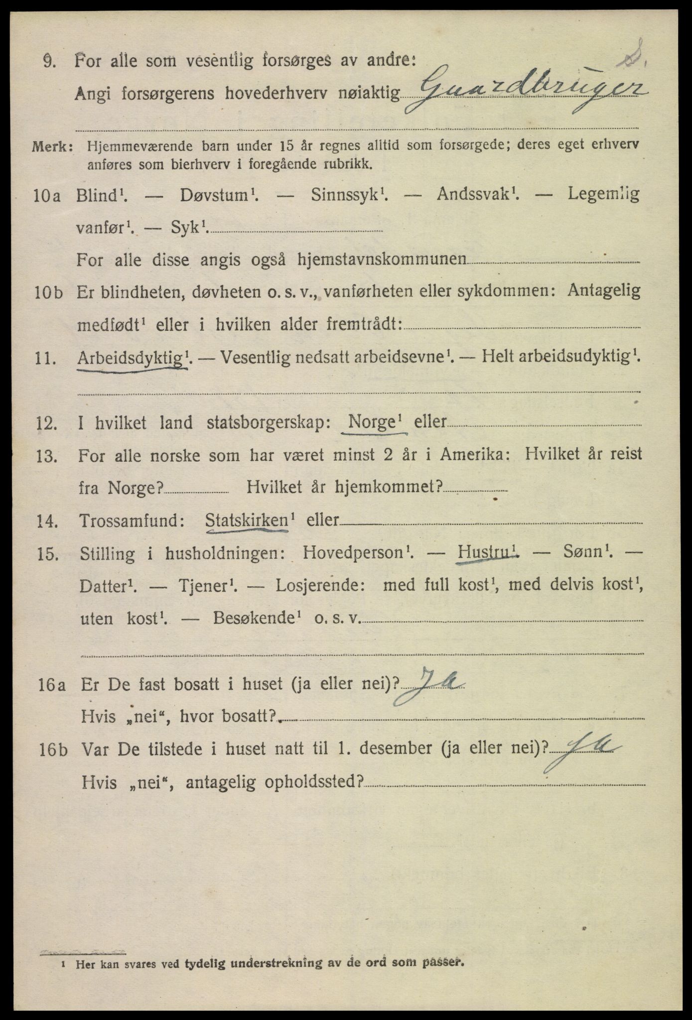 SAK, 1920 census for Vegusdal, 1920, p. 370