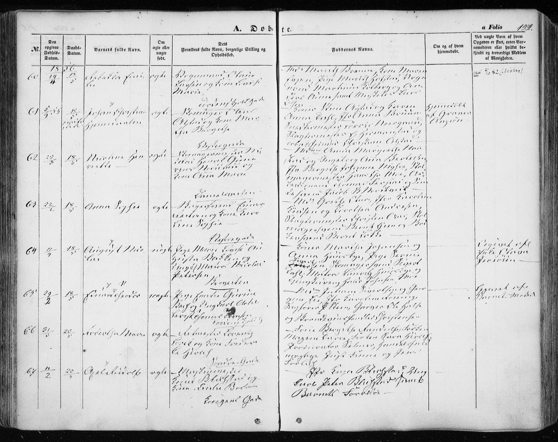 Ministerialprotokoller, klokkerbøker og fødselsregistre - Sør-Trøndelag, SAT/A-1456/601/L0051: Parish register (official) no. 601A19, 1848-1857, p. 152