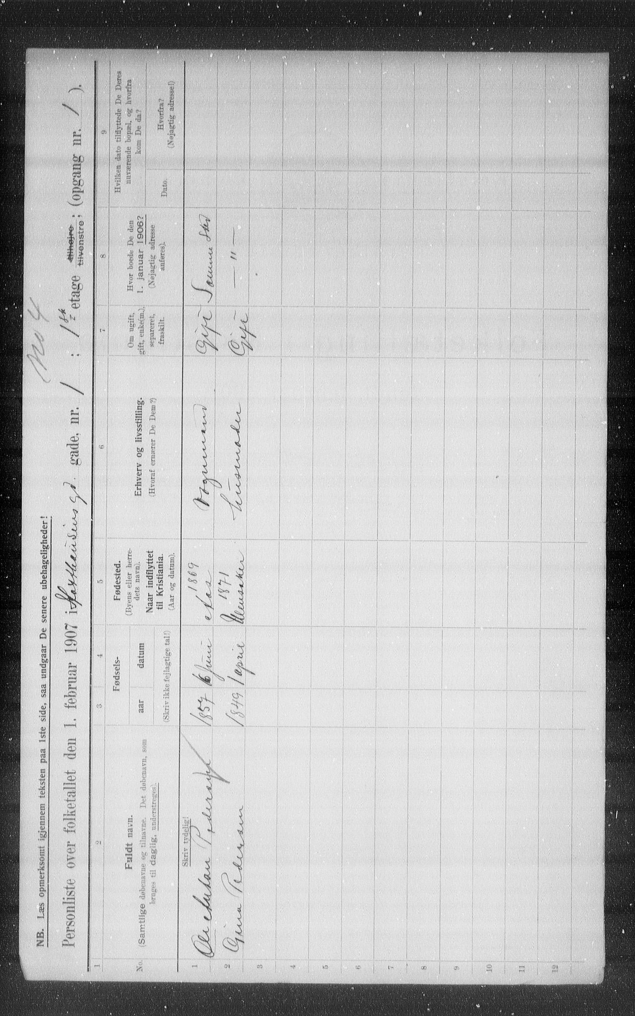 OBA, Municipal Census 1907 for Kristiania, 1907, p. 18377