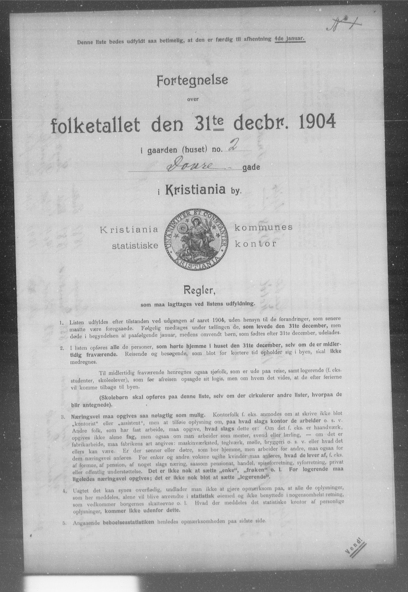 OBA, Municipal Census 1904 for Kristiania, 1904, p. 3219