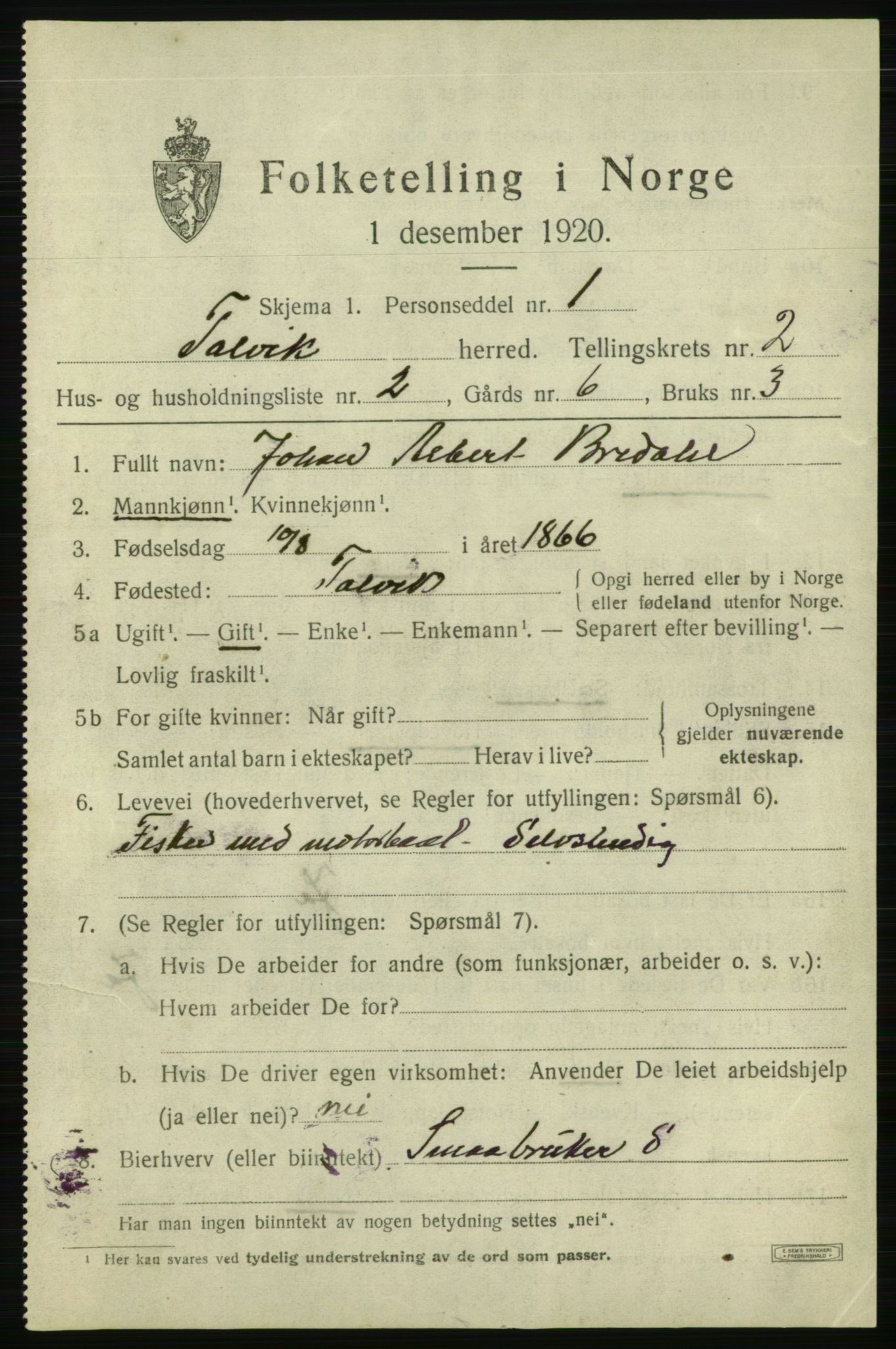 SATØ, 1920 census for Talvik, 1920, p. 1550