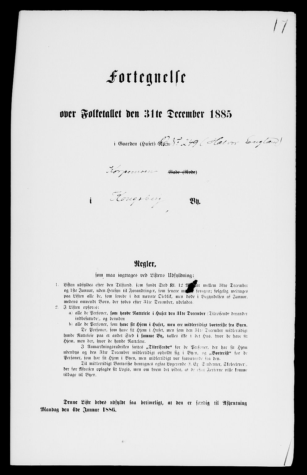 SAKO, 1885 census for 0604 Kongsberg, 1885, p. 527