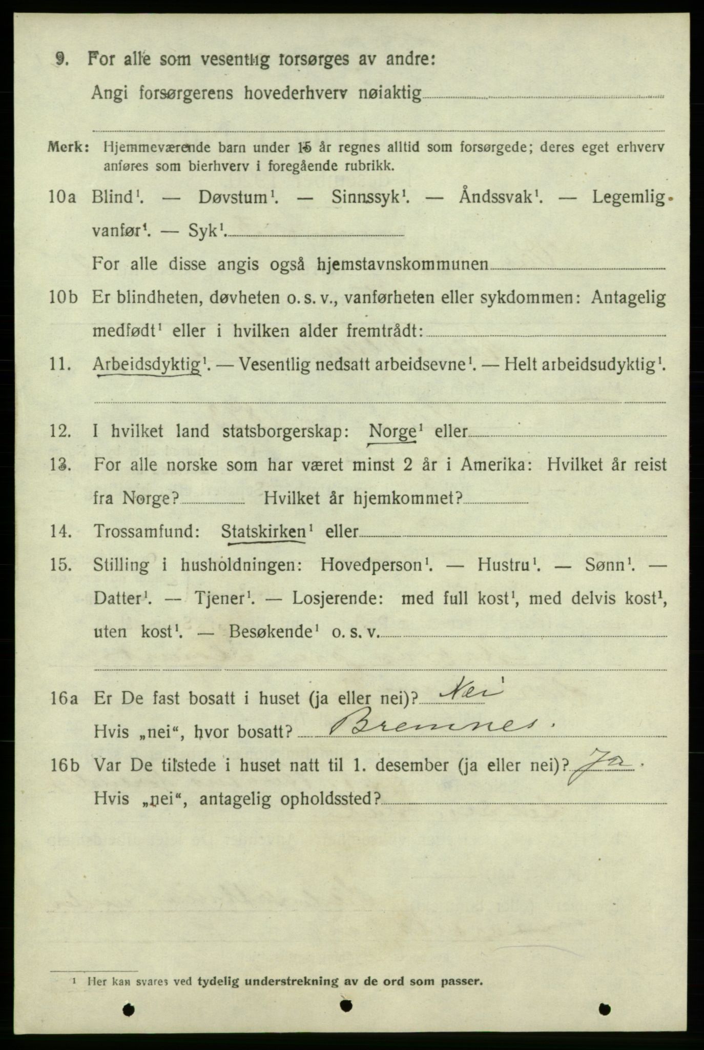 SAB, 1920 census for Varaldsøy, 1920, p. 1260