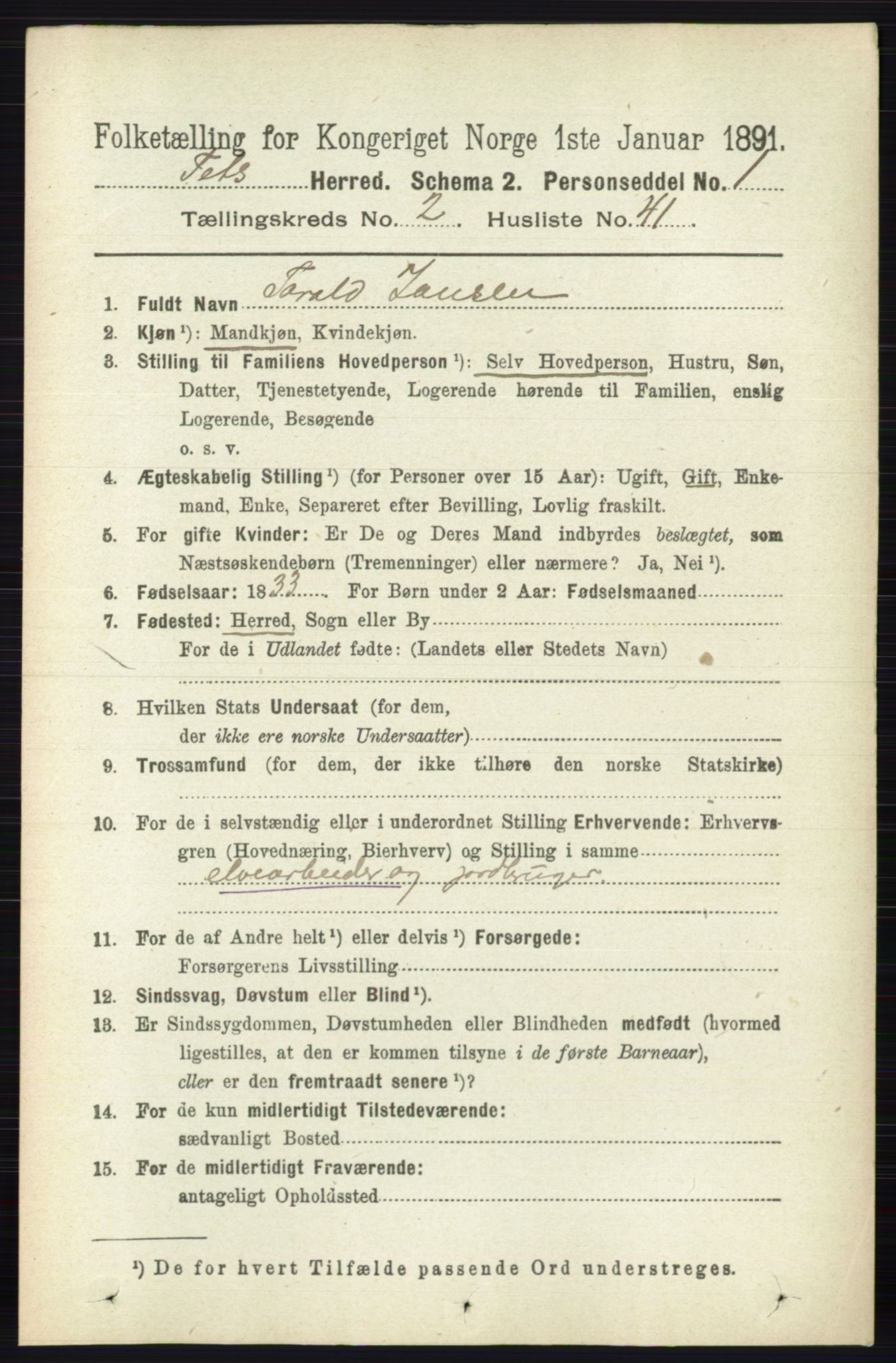 RA, 1891 census for 0227 Fet, 1891, p. 775